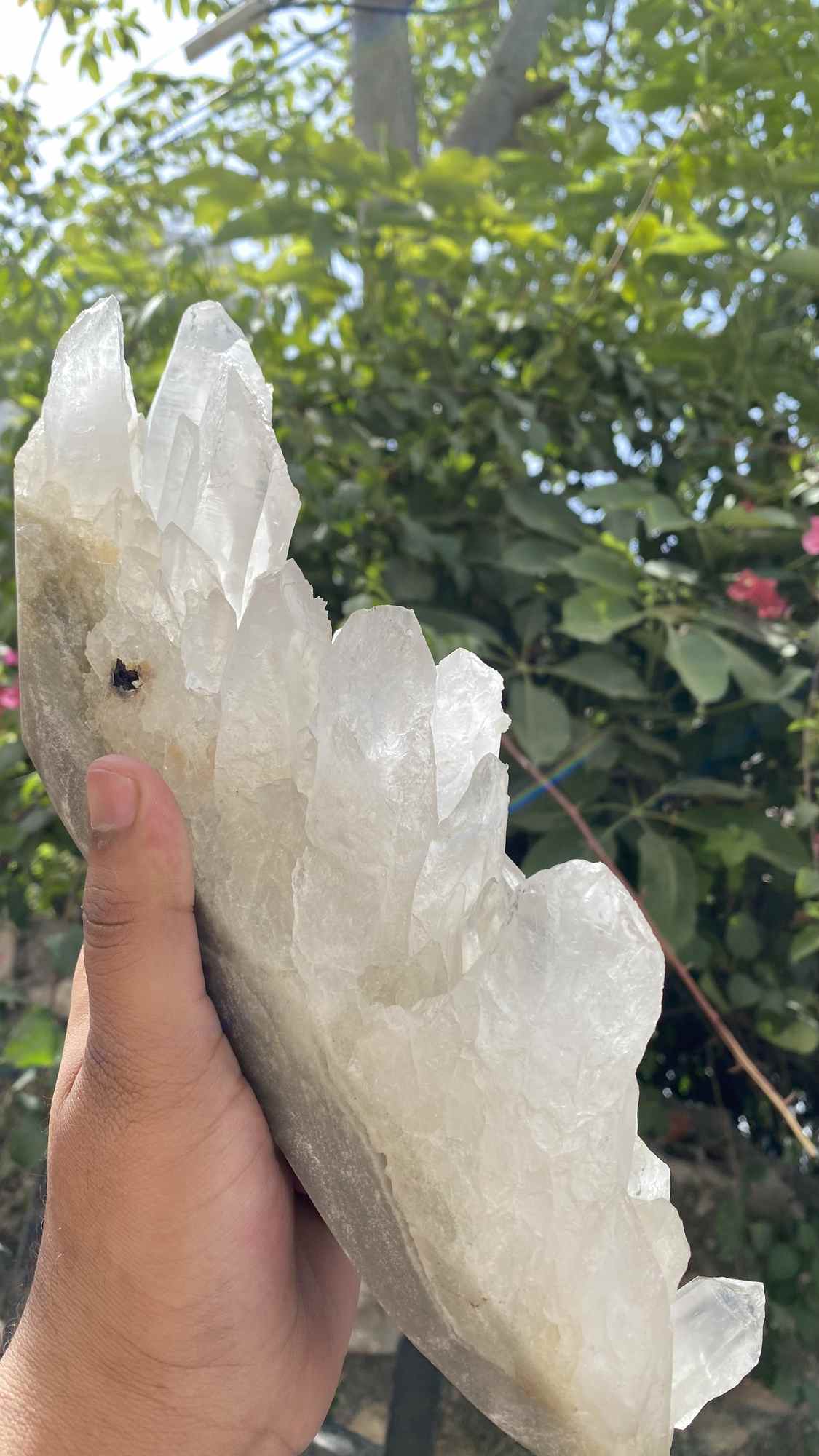 Natural Himalayan White Quartz Crystal cluster from Himalya Quartz, raw healing stone for meditation and spiritual decor.