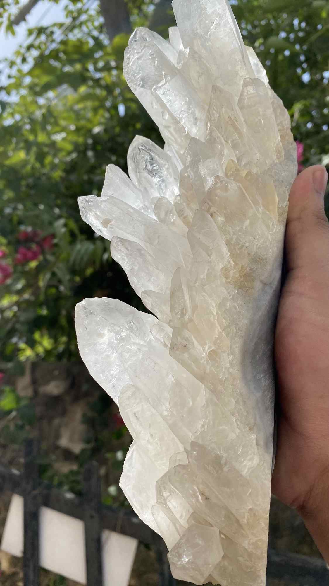Natural Himalayan White Quartz crystal cluster from Himalya Quartz, raw healing stone for meditation and spiritual decor.