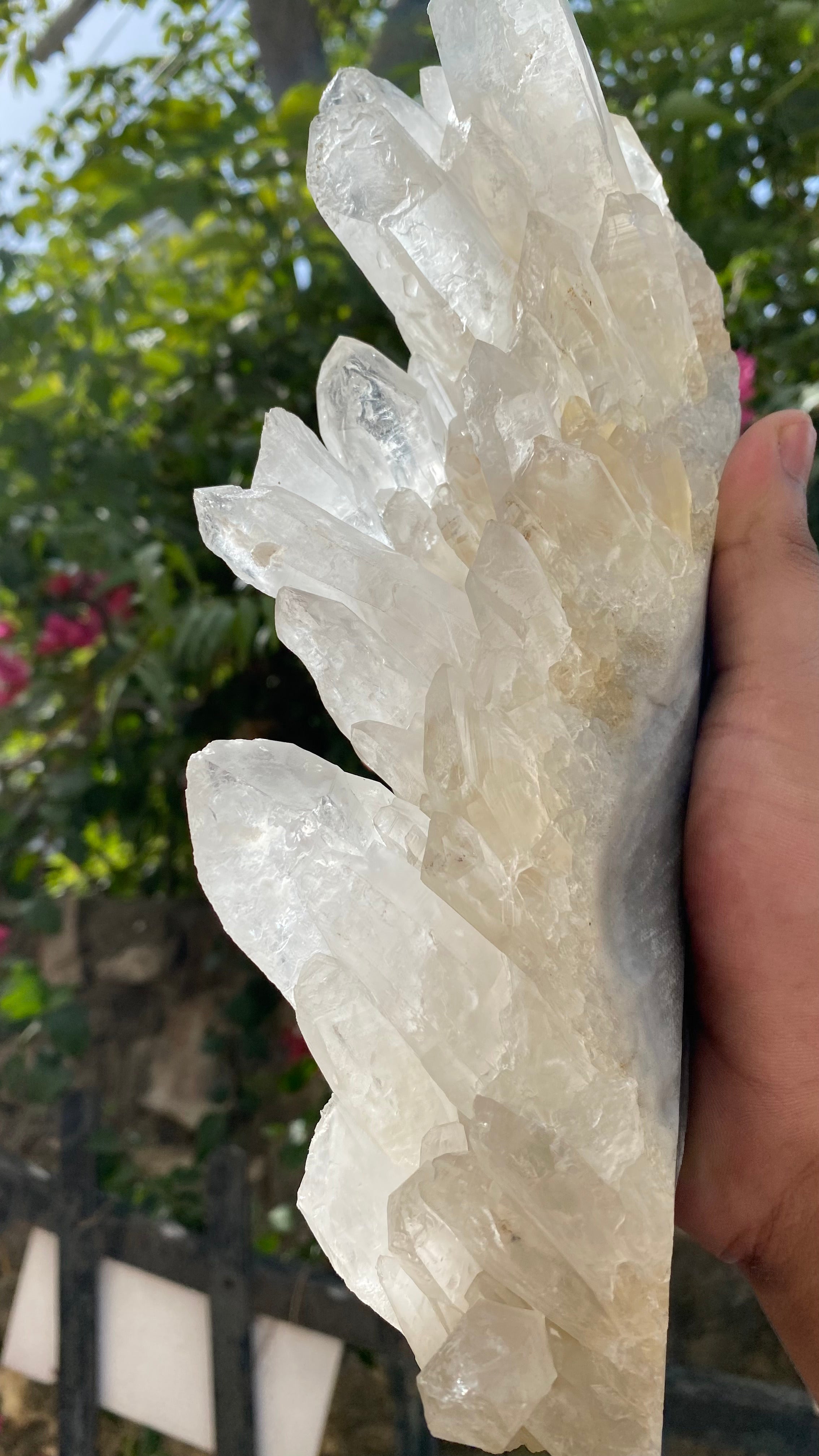 Natural Himalayan White Quartz crystal cluster from Himalya Quartz, raw healing stone for meditation and spiritual decor.