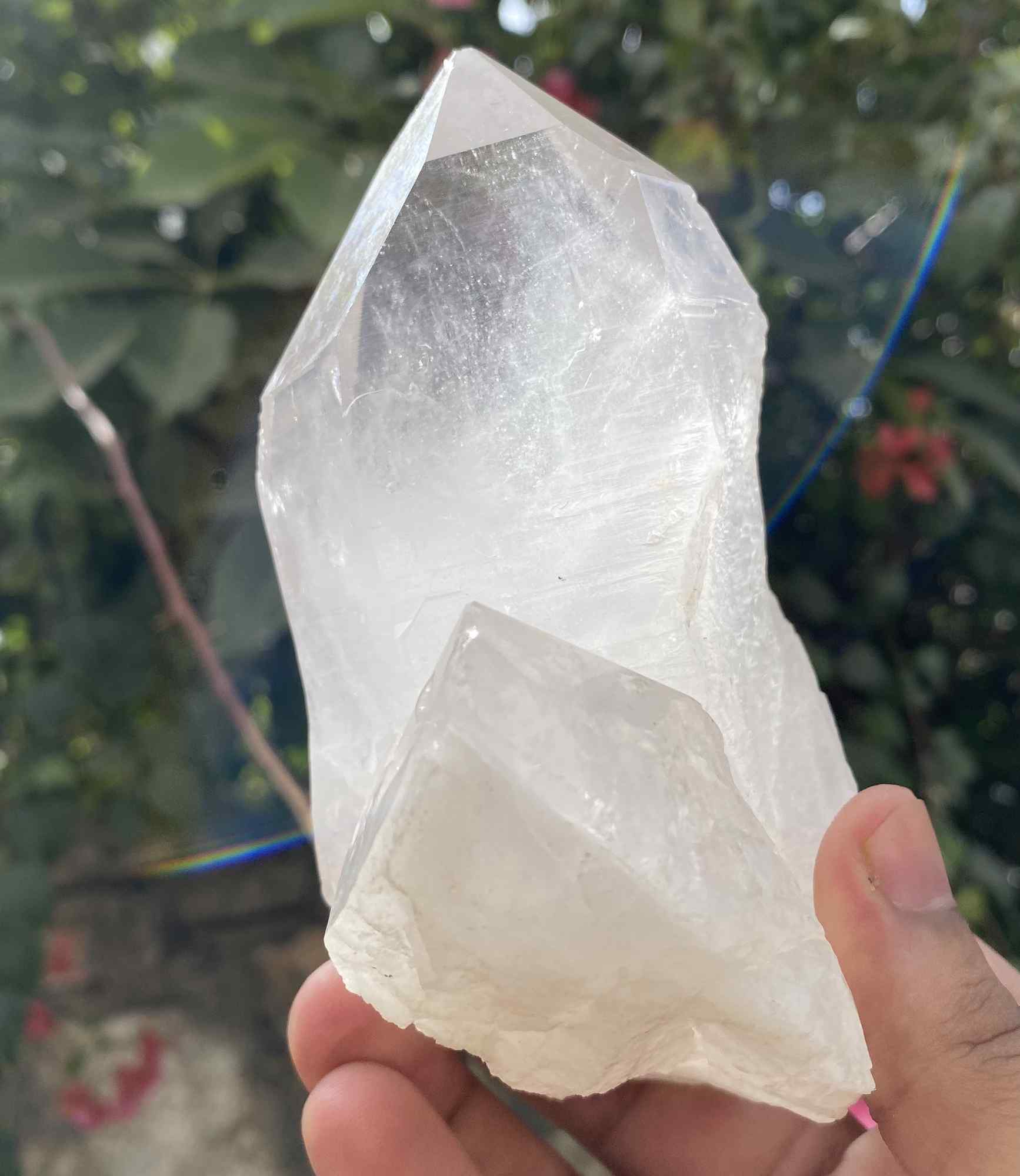 Himalya Himalayan Quartz crystal cluster with pointed Samadhi crystal, high-vibration healing stone from India, weighs 1.48 lbs.
