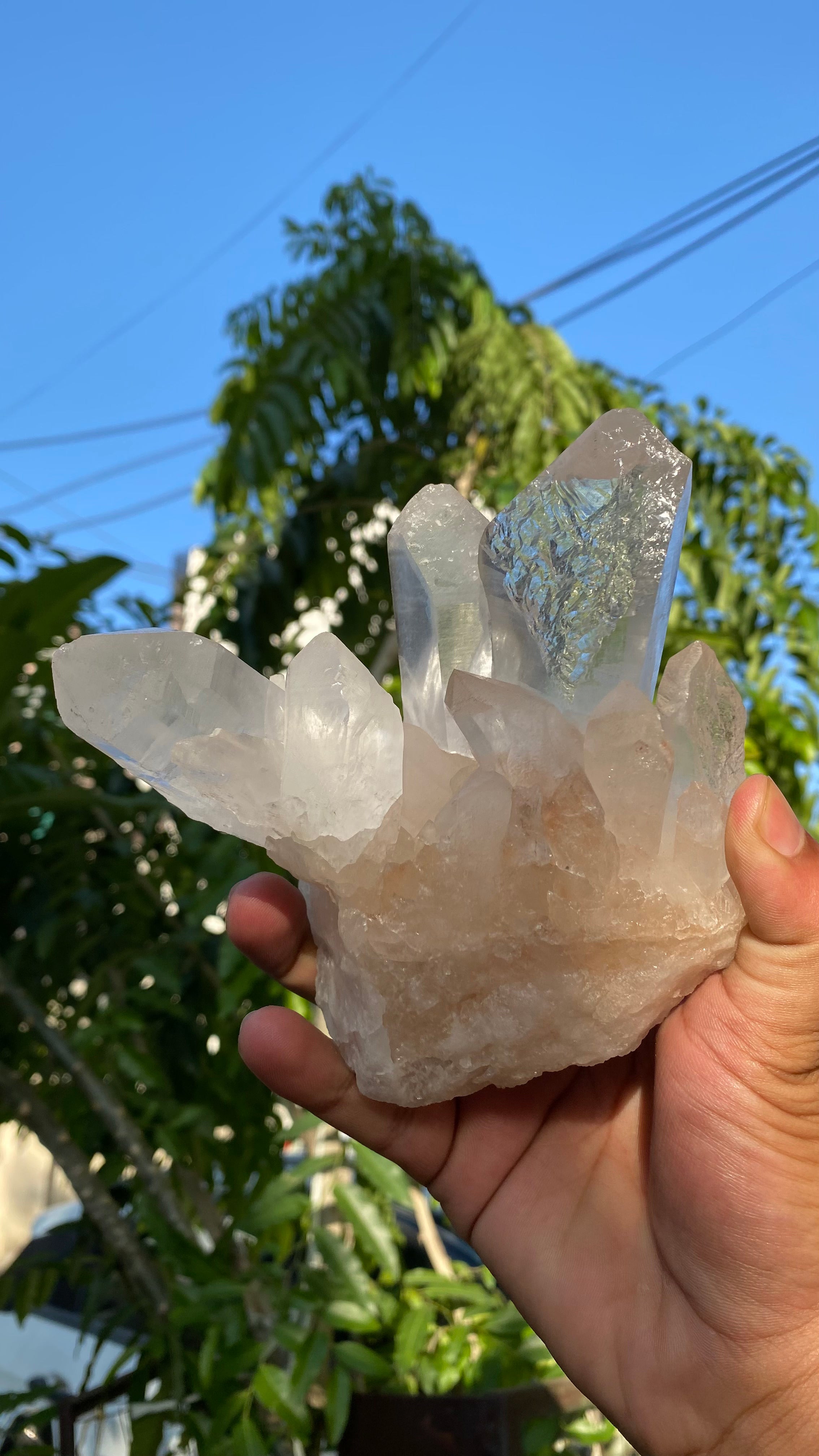 Natural Himalayan Pink Quartz Crystal cluster from Himalya Quartz, raw healing stone for love meditation and spiritual decor.