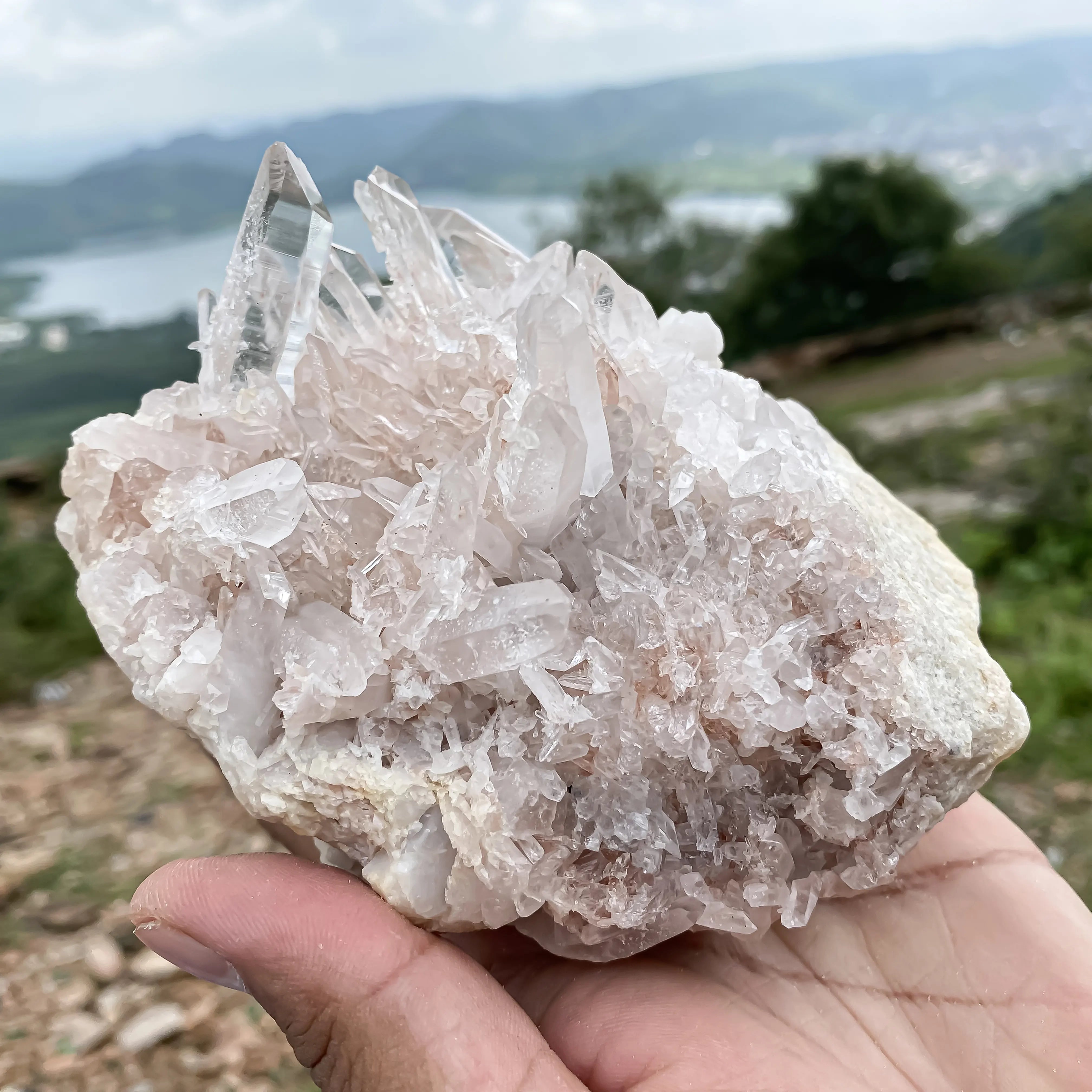Himalayan Pink Quartz Cluster  – Natural Healing Crystal Stone 1155g