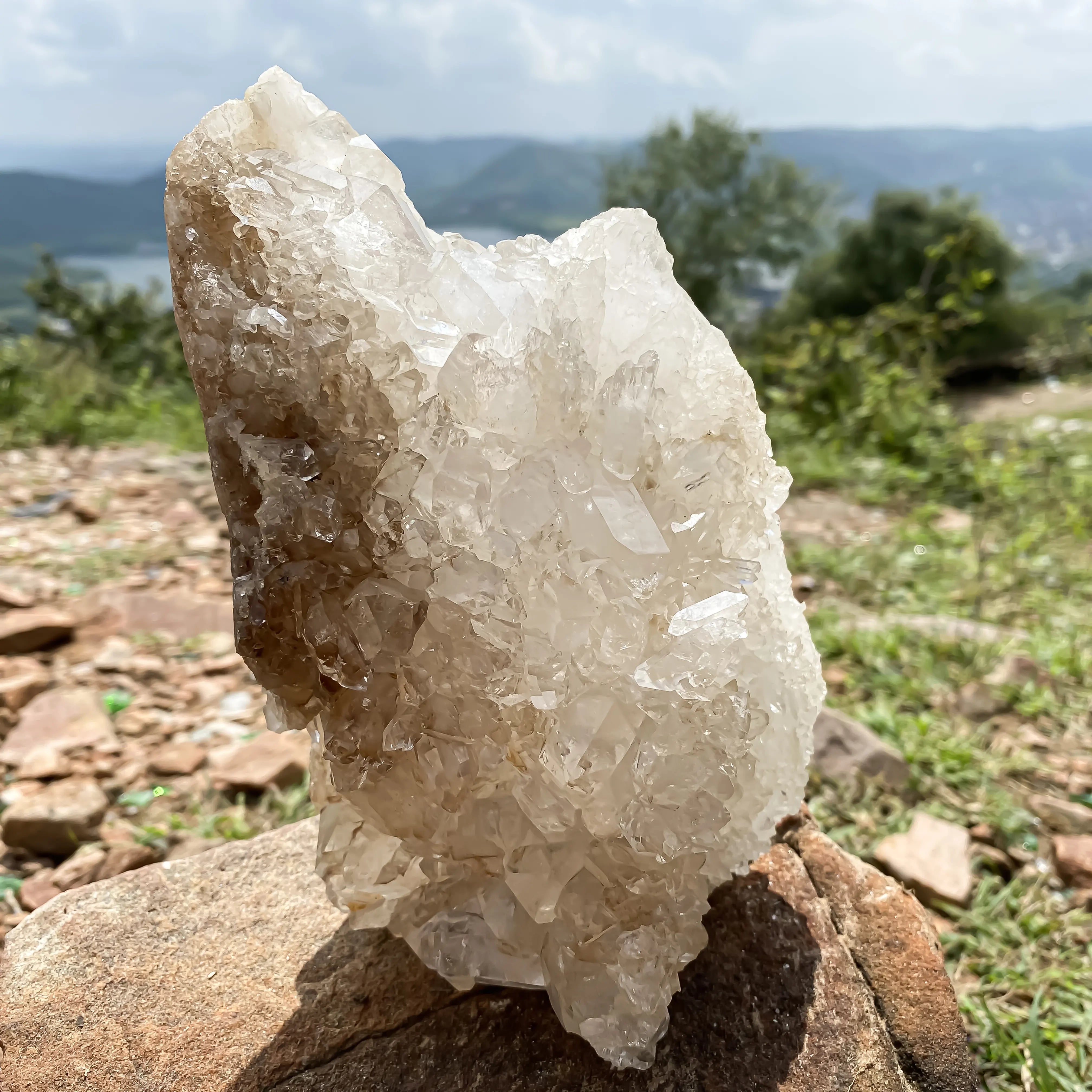 Himalayan Smoky Quartz Cluster Natural Healing Crystal Stone