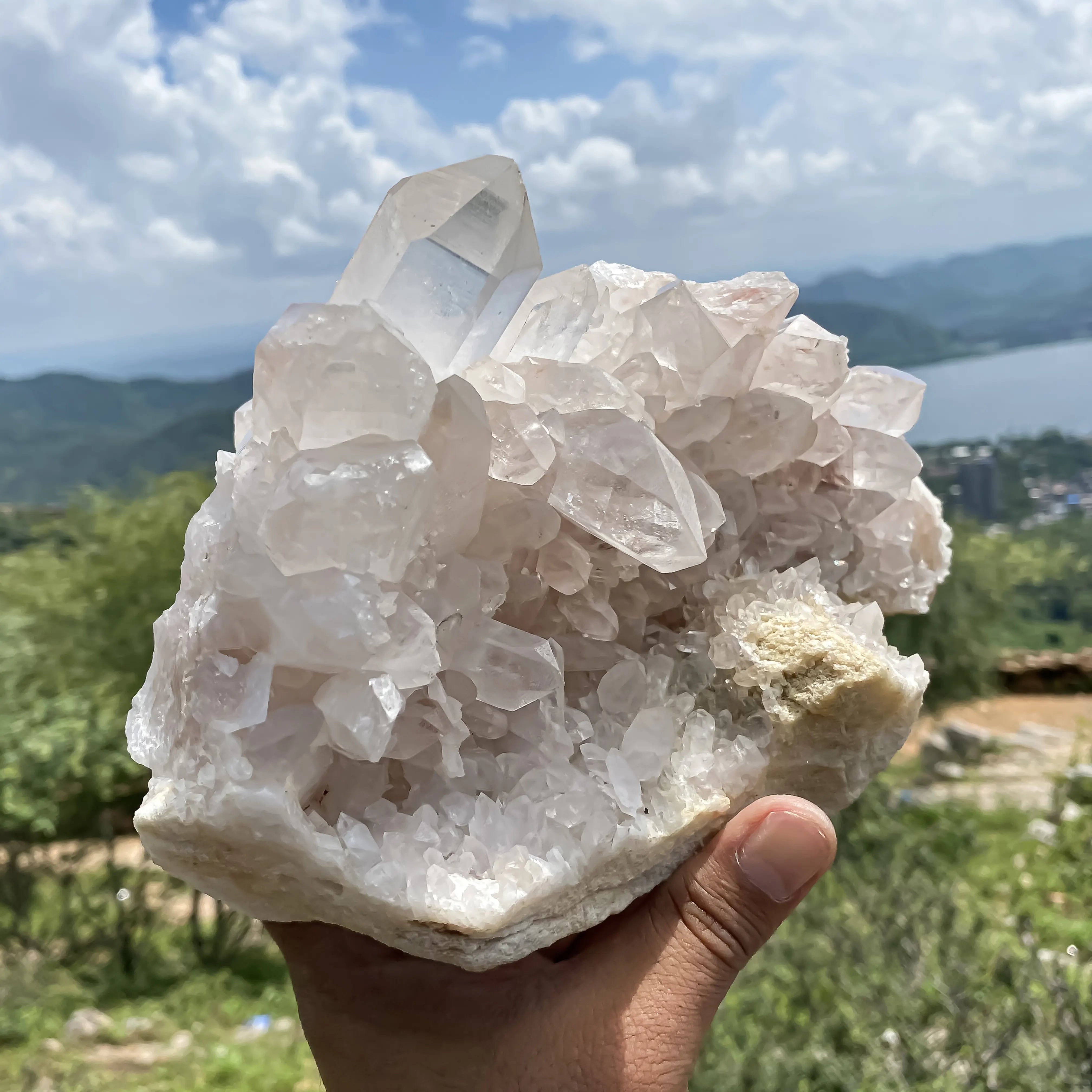 Unique Natural Himalayan White Quartz Cluster 3480g for Home Decor