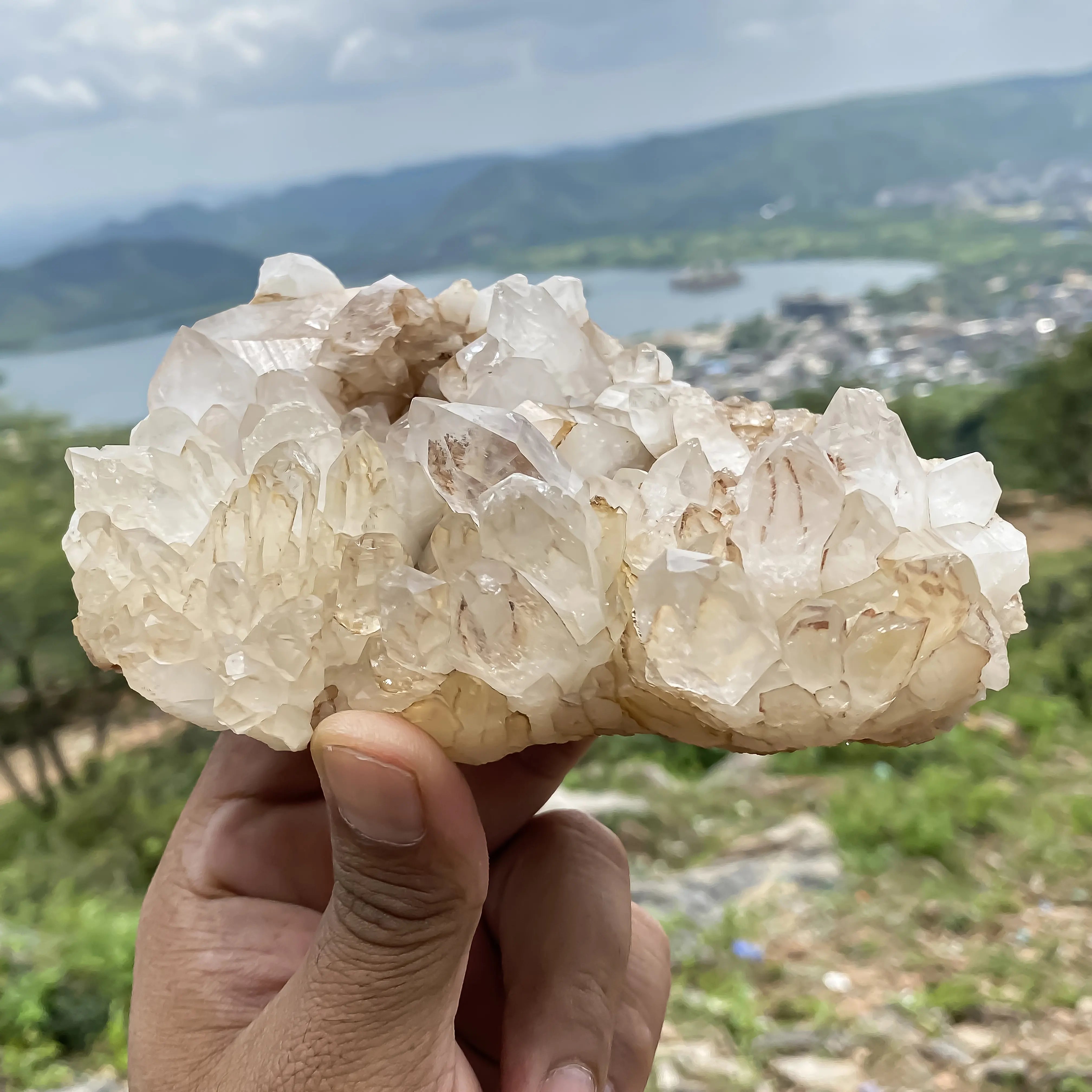 Natural Himalayan White Quartz Cluster 590 g Raw Crystal Points