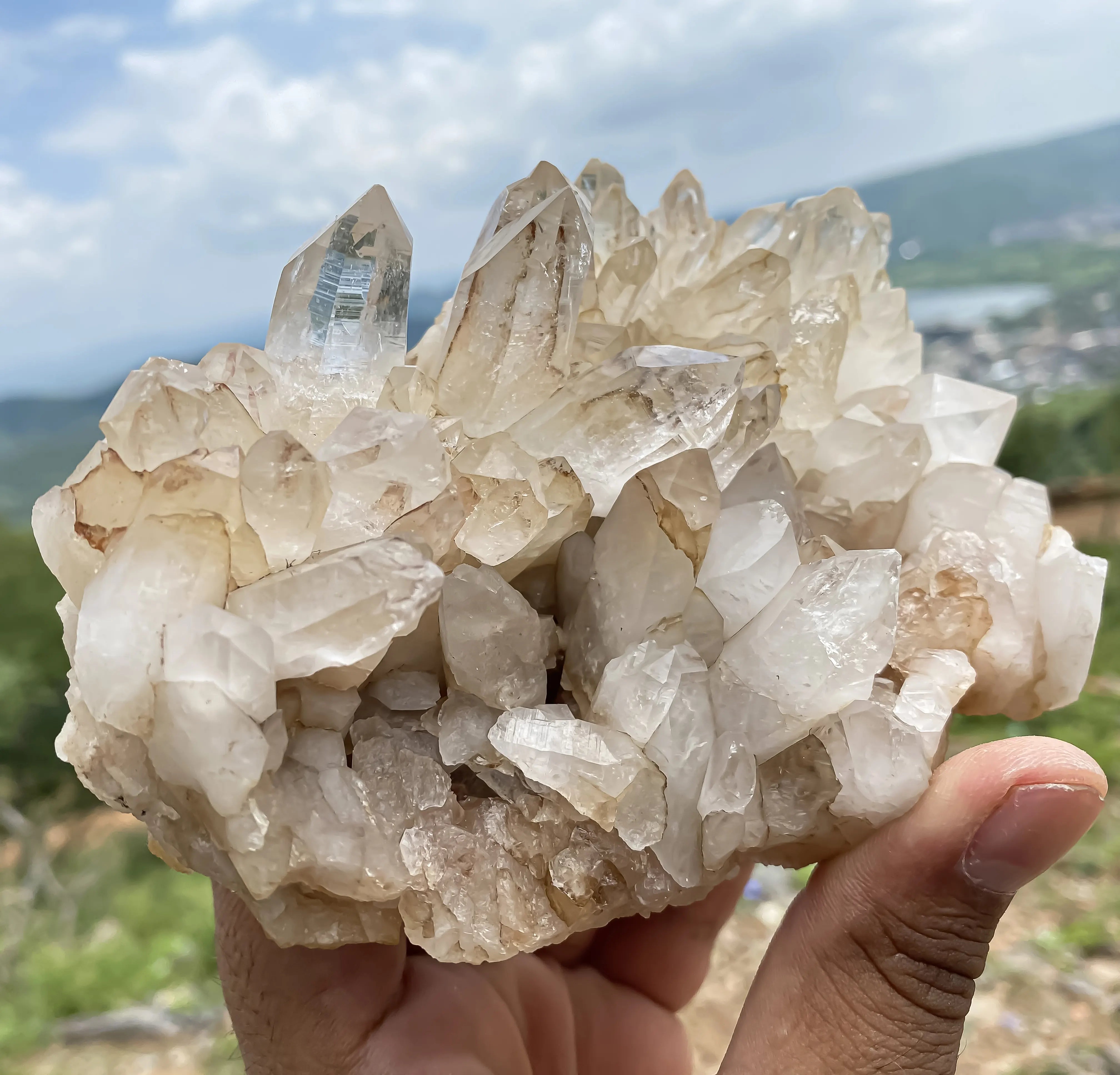 Natural Himalayan White Quartz Cluster 590 g Raw Crystal Points
