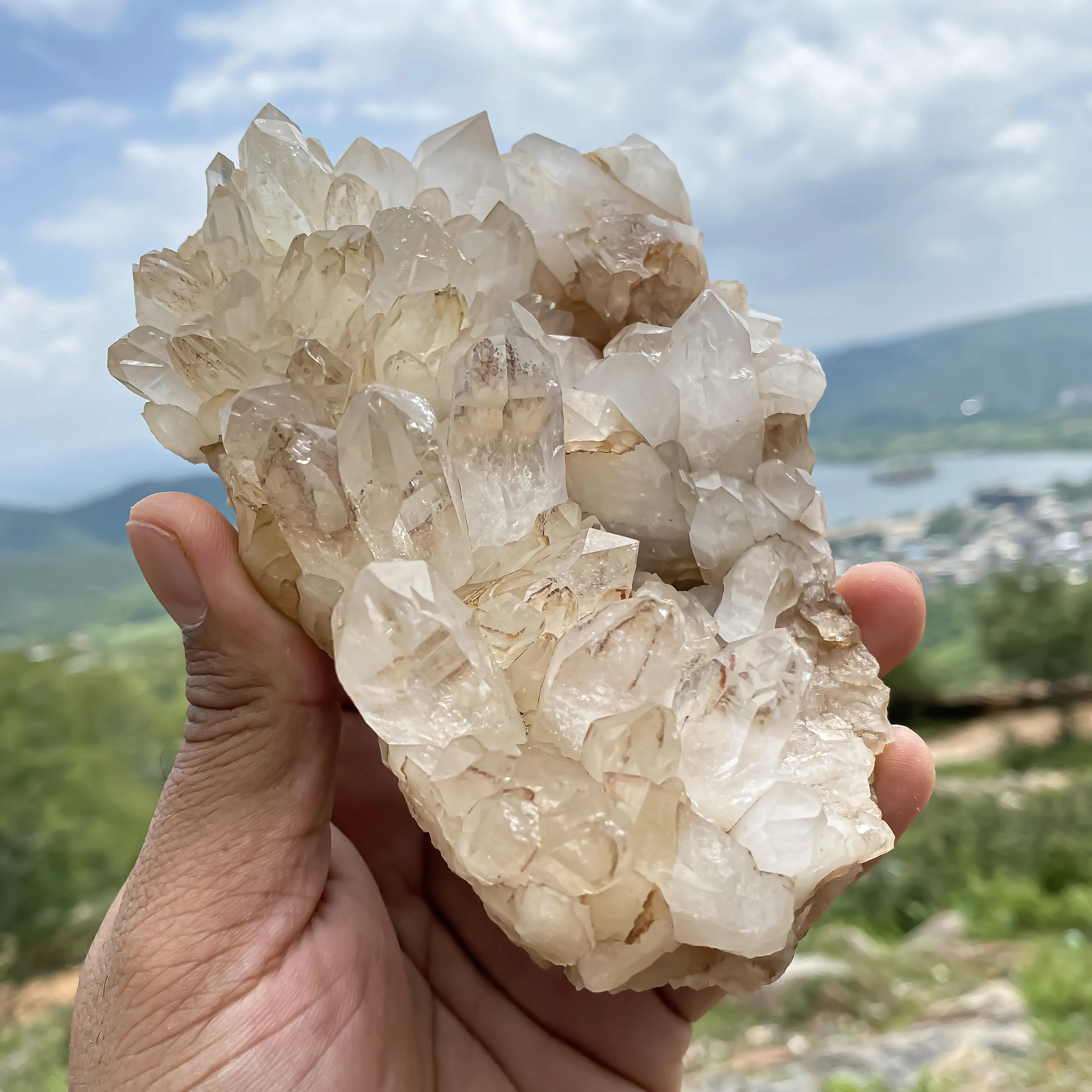 Natural Himalayan White Quartz Cluster 590 g Raw Crystal Points