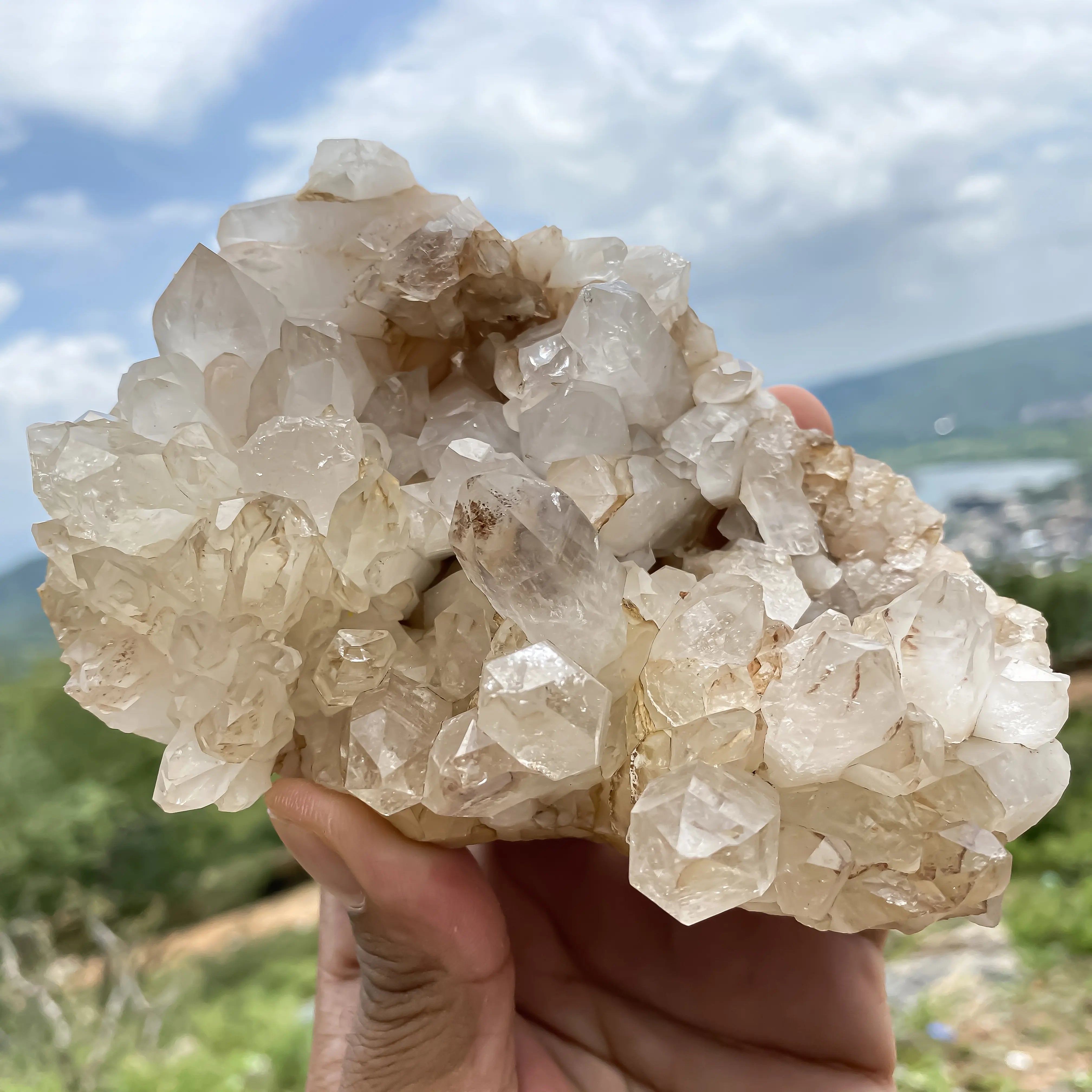 Natural Himalayan White Quartz Cluster 590 g Raw Crystal Points