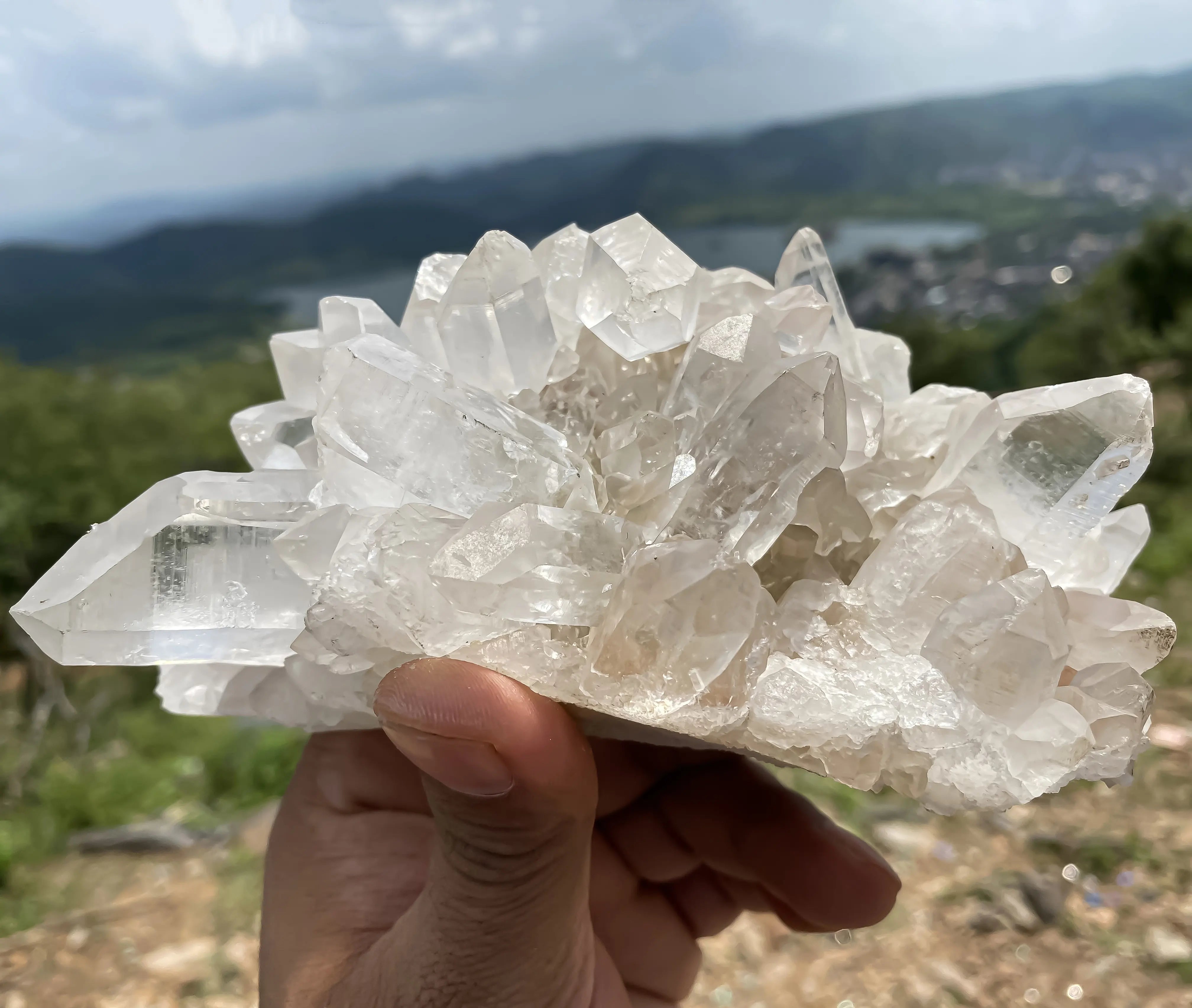 White Natural Samadhi Quartz Himalayan Mineral Cluster Raw Energy Stone Display