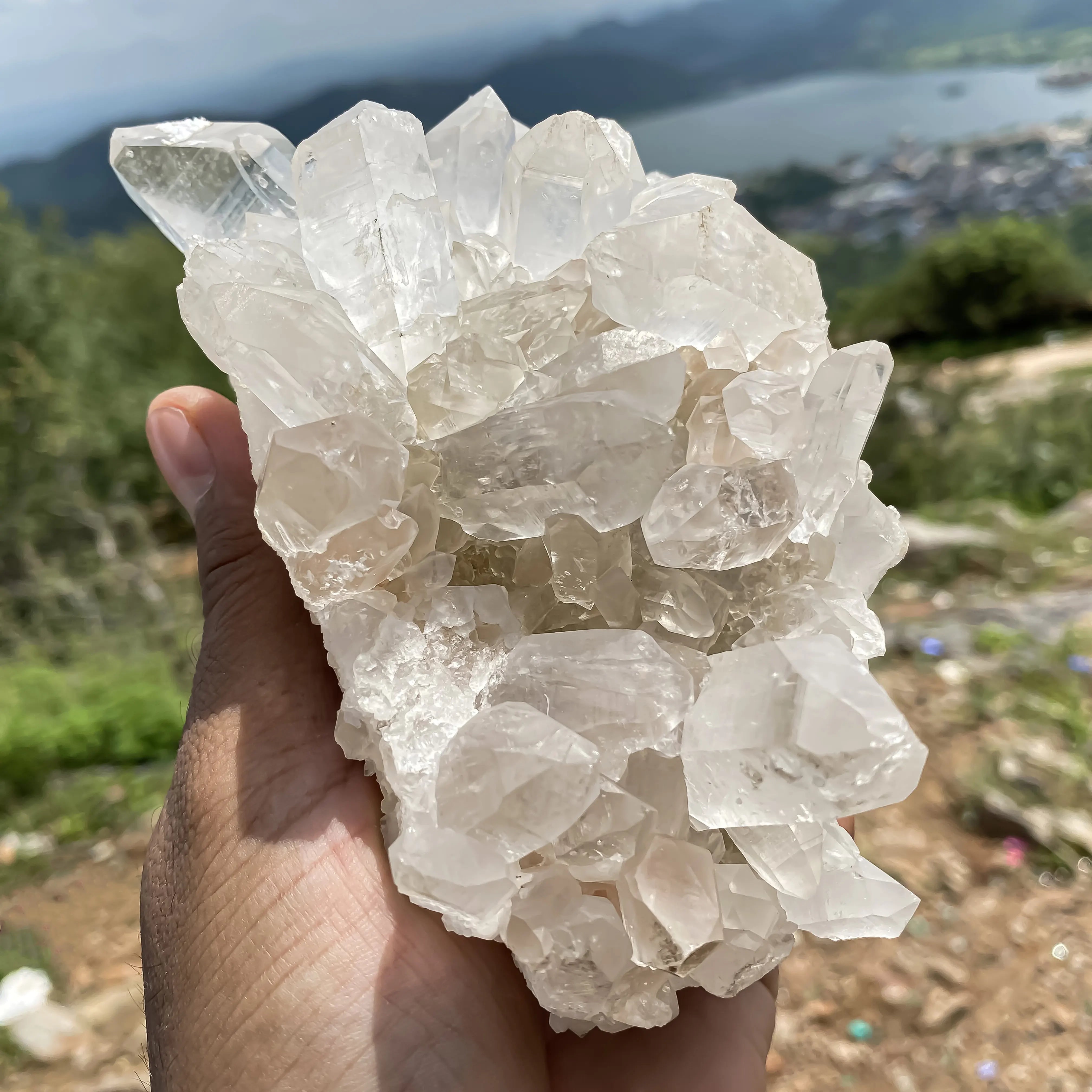 White Natural Samadhi Quartz Himalayan Mineral Cluster Raw Energy Stone Display