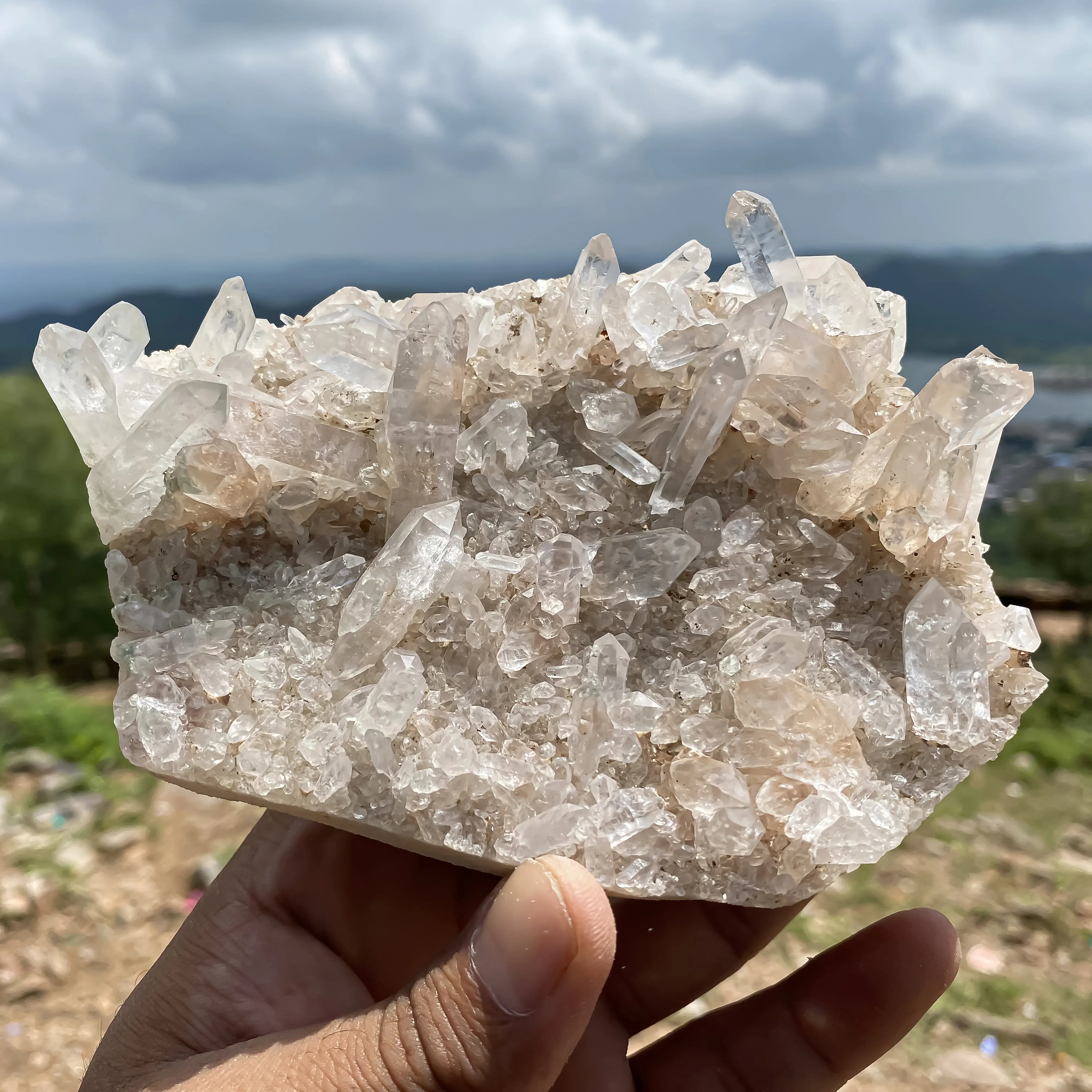 Natural Himalayan Pink Quartz Cluster – 698 g  Raw Crystal Points