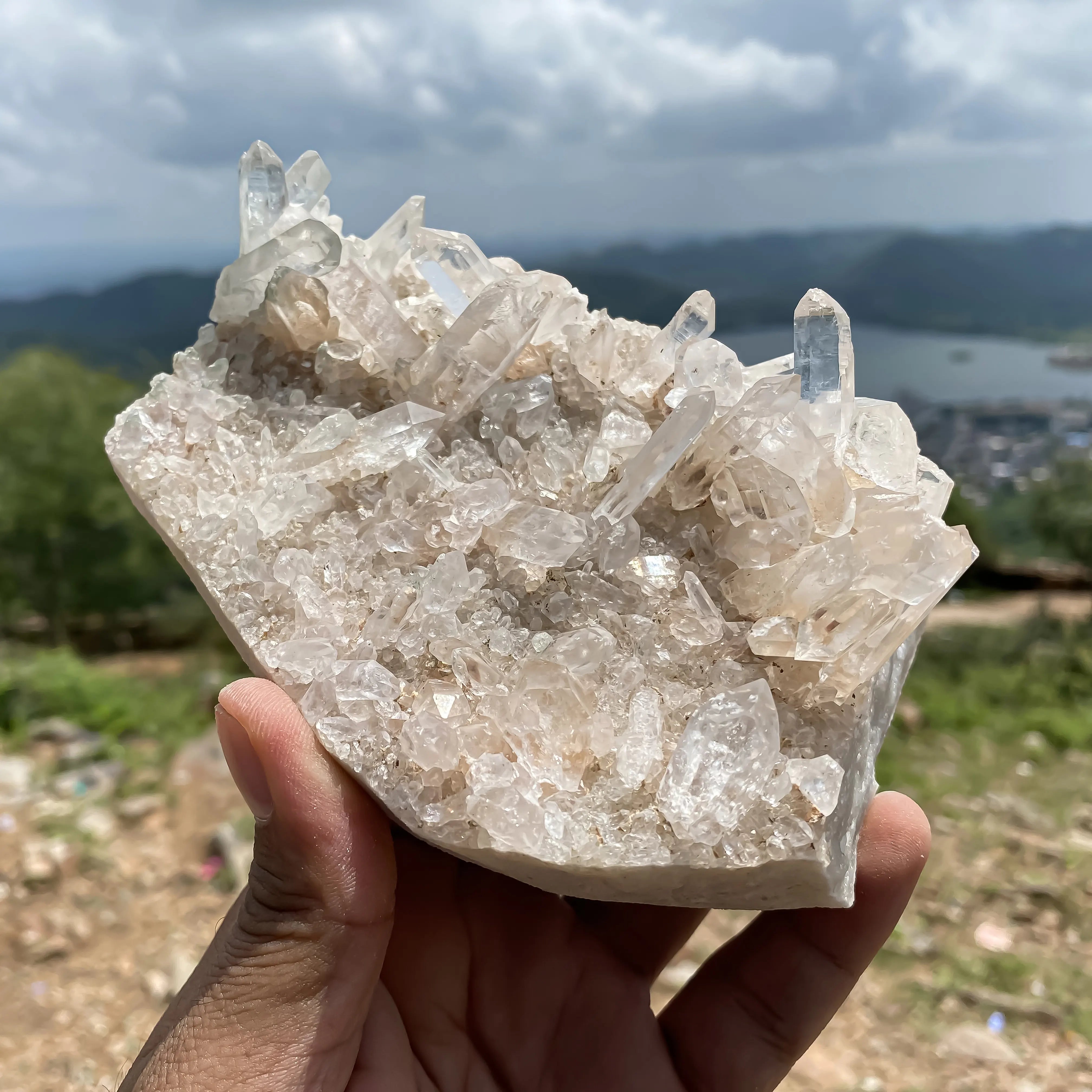 Natural Himalayan Green Chlorite Quartz Cluster – 400gm  Raw Healing Crystal
