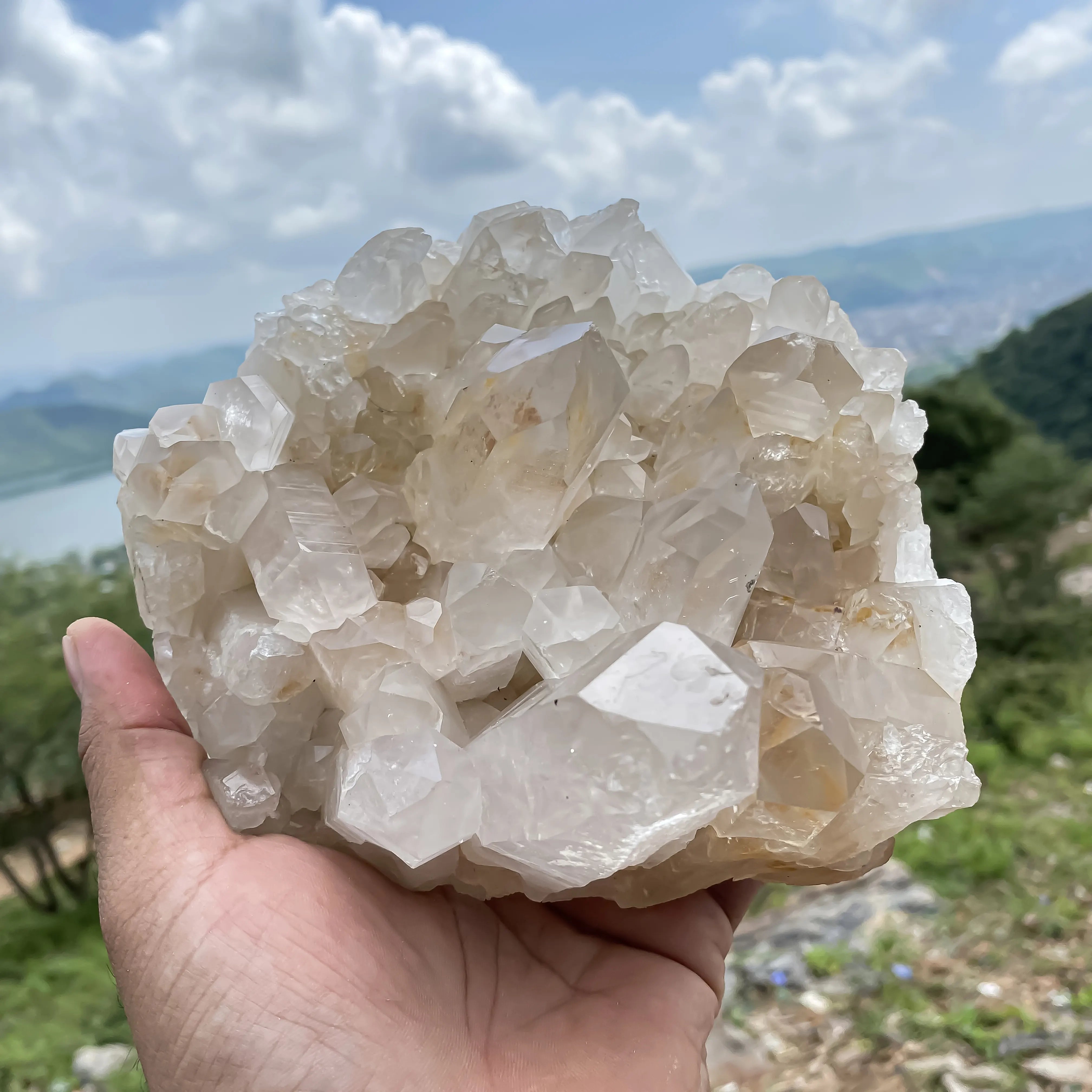 Natural Himalayan Pink Quartz Cluster – 1460 g Raw Crystal Points