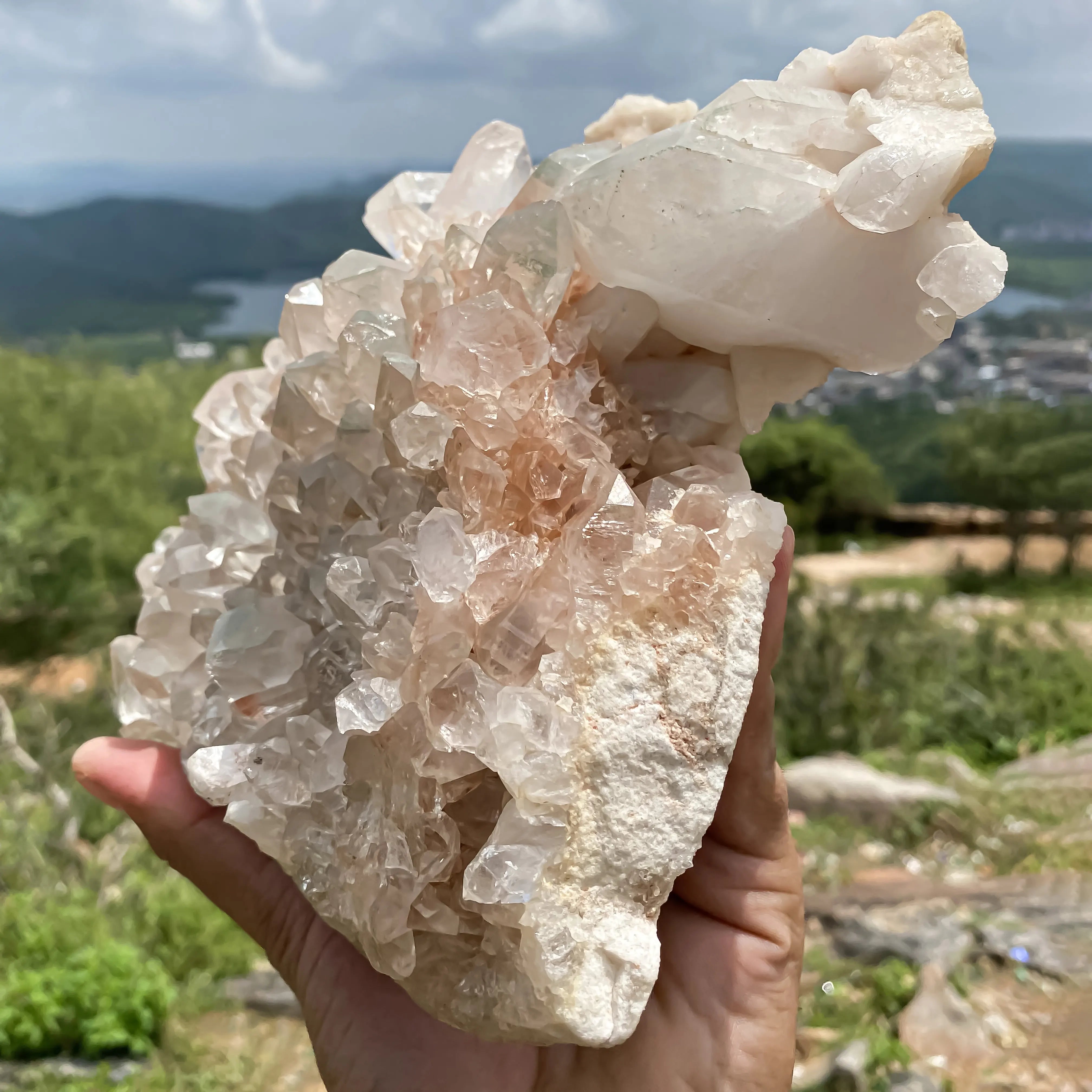Natural Himalayan Pink Quartz Cluster – 2935 g  Raw Crystal Points