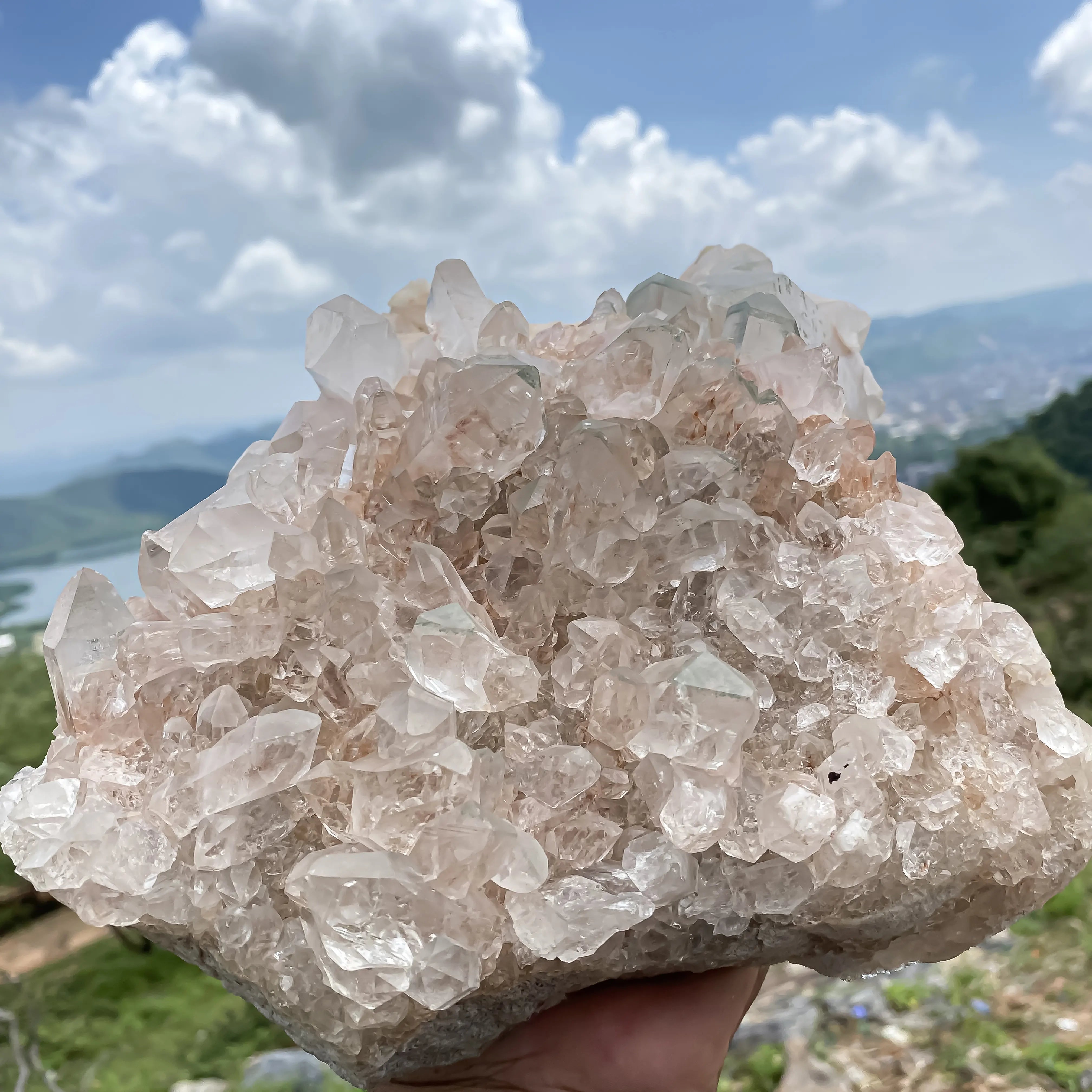 Natural Himalayan Pink Quartz Cluster – 2935 g  Raw Crystal Points