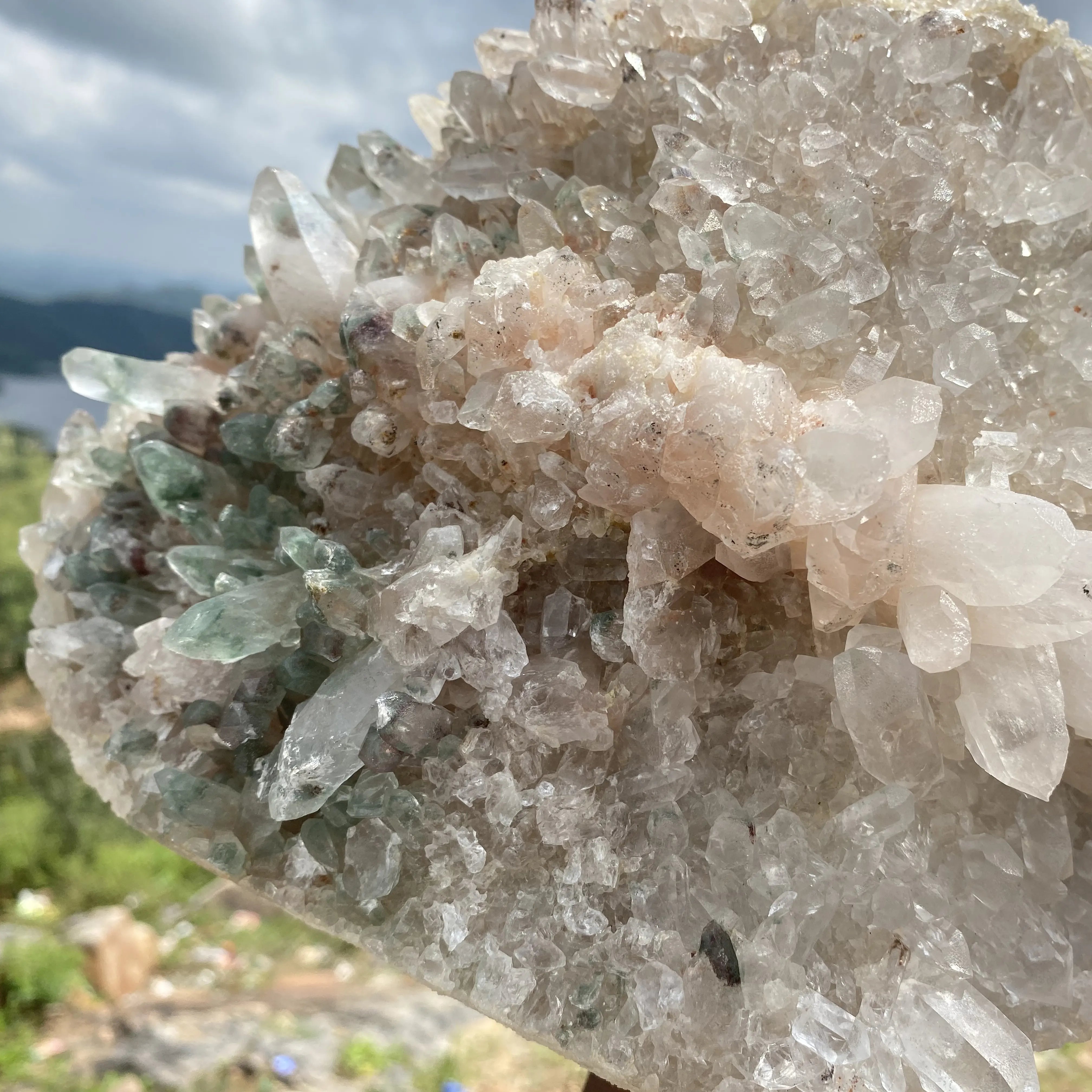 Natural Himalayan Pink Quartz Cluster – 6000 g  Large Raw Crystal Points