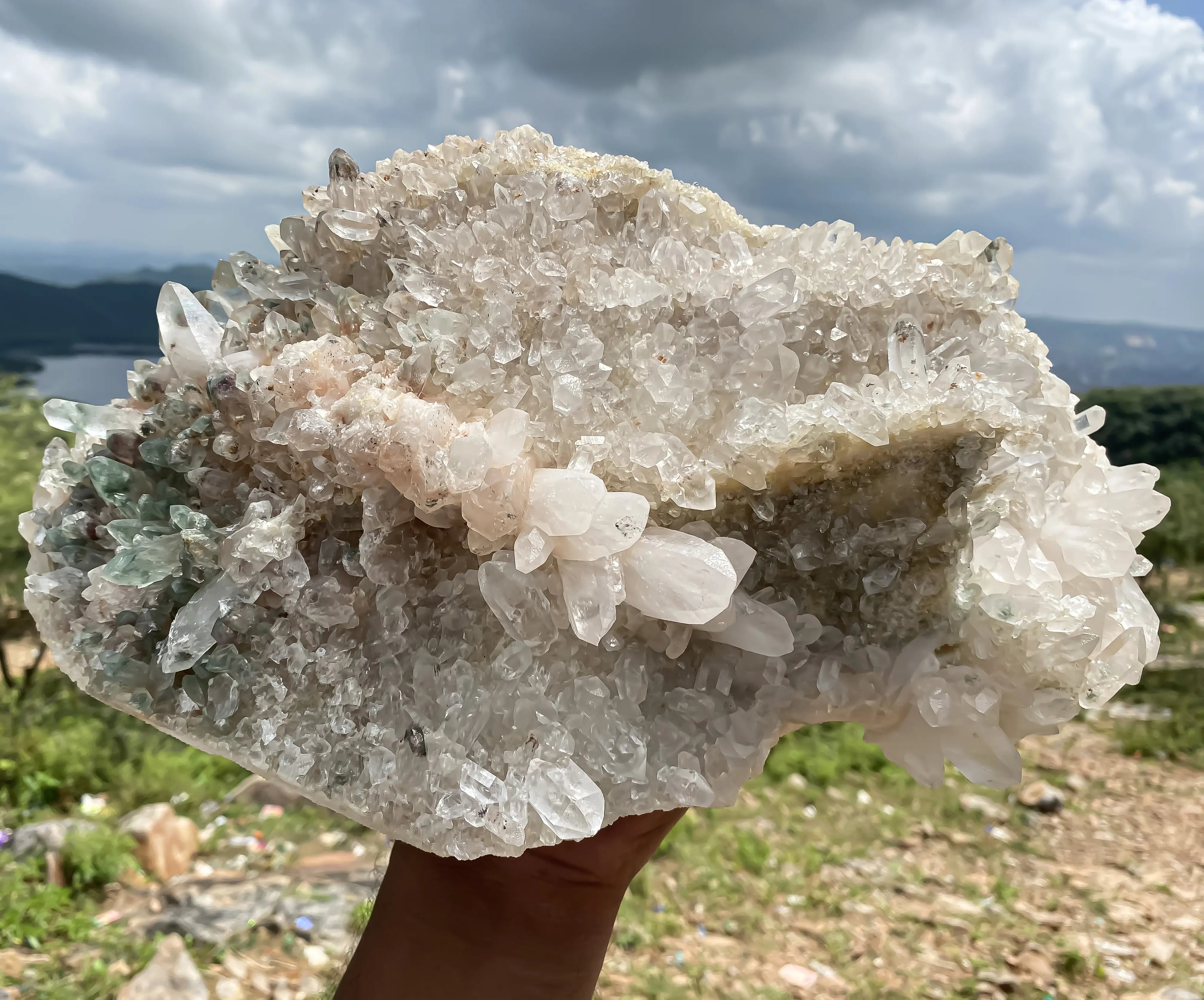 Natural Himalayan Pink Quartz Cluster – 6000 g  Large Raw Crystal Points