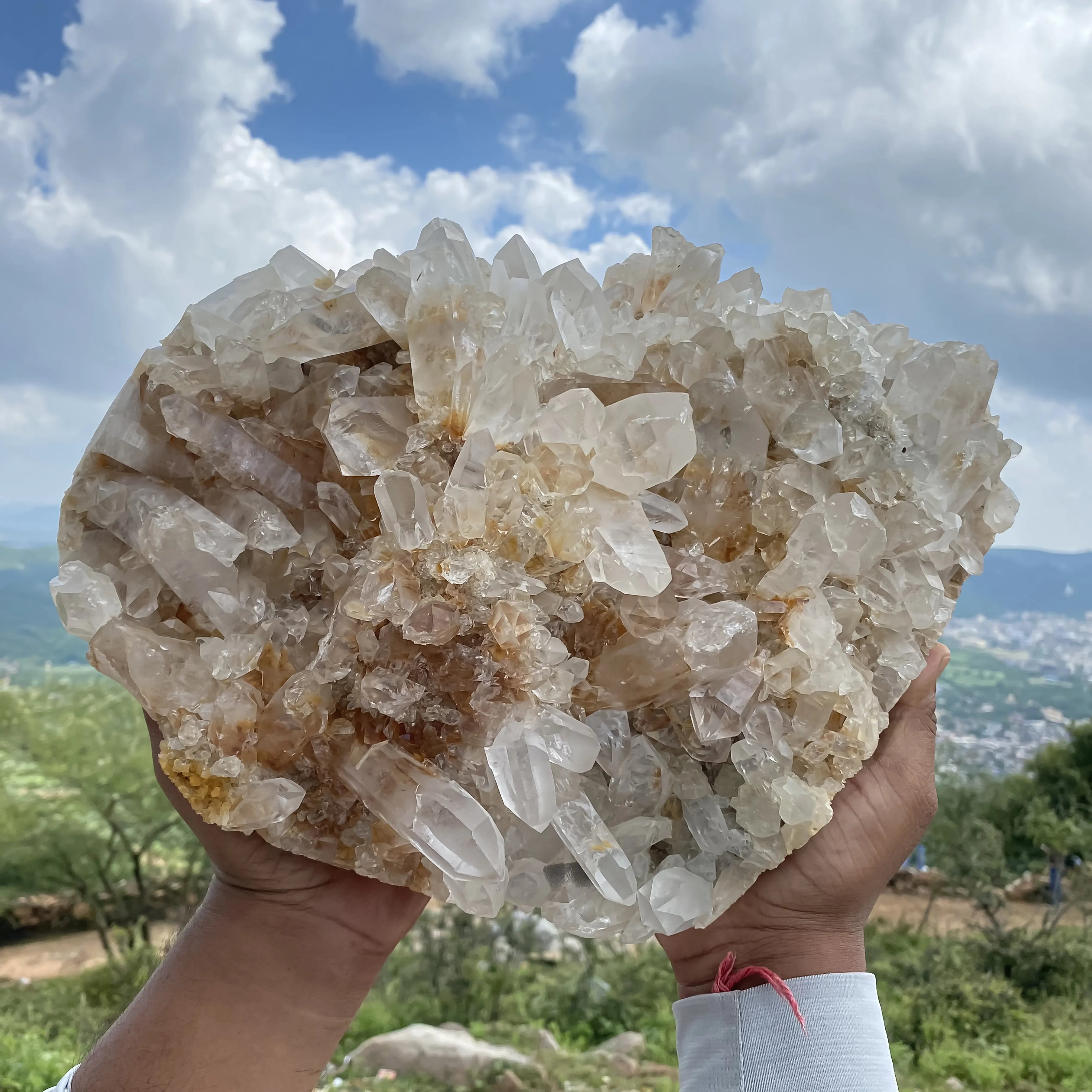 Natural Himalayan Yellow Quartz Cluster – 11.6 kg, Large Raw Crystal Points