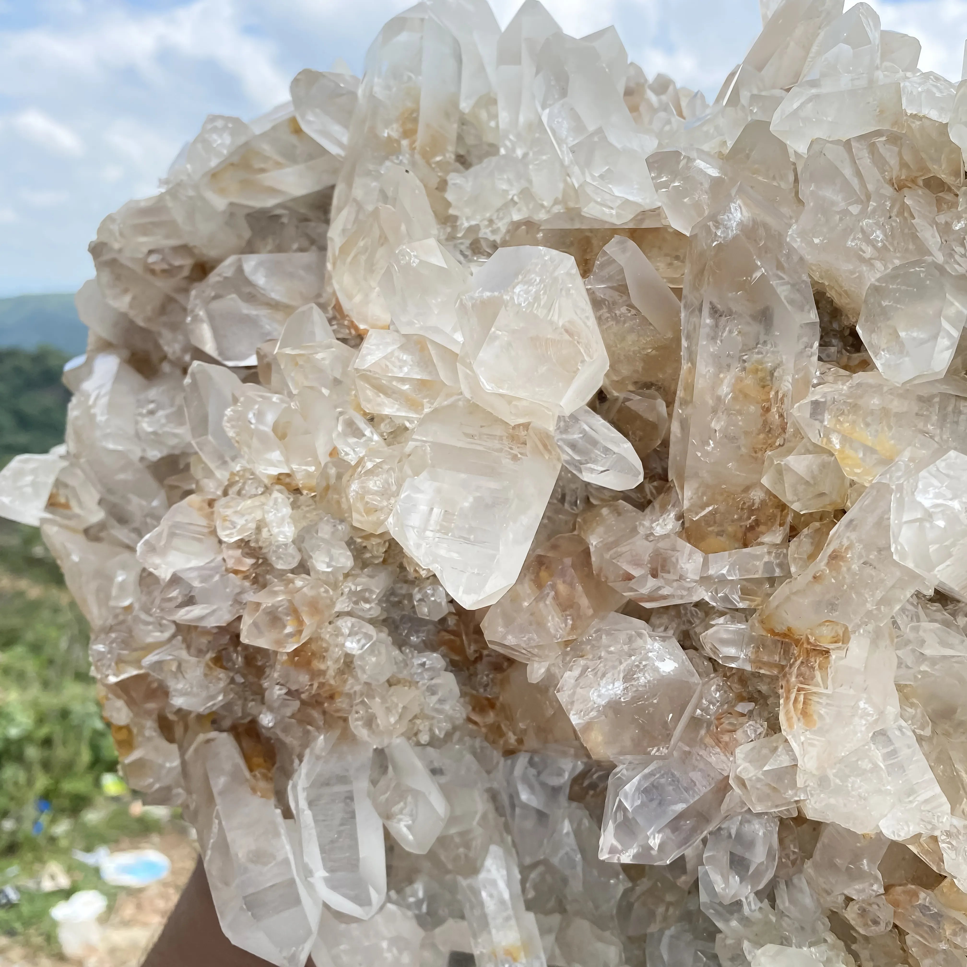 Natural Himalayan Yellow Quartz Cluster – 11.6 kg, Large Raw Crystal Points