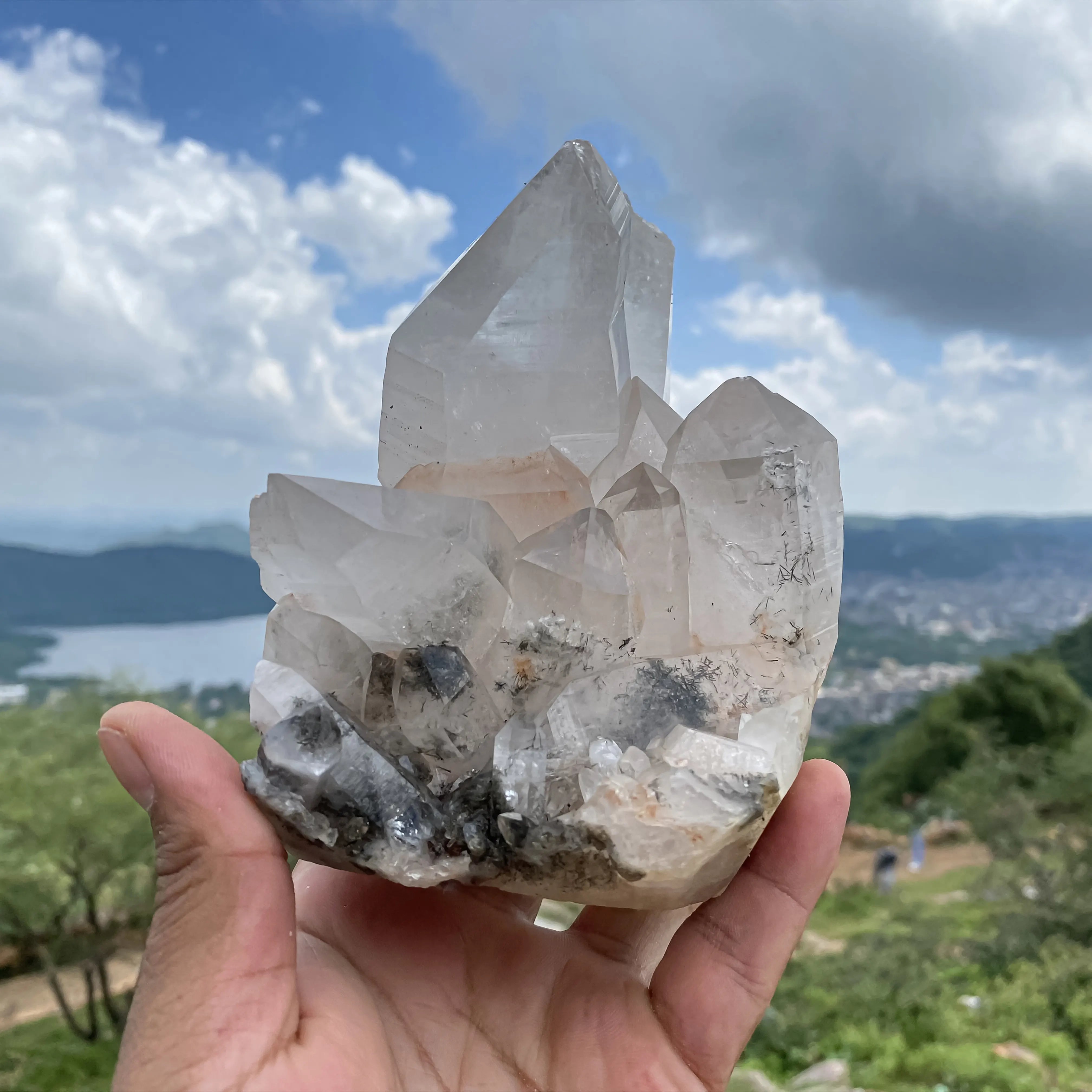 Mountain Mystique: Himalayan White Quartz Embraced by Tourmaline 1665g