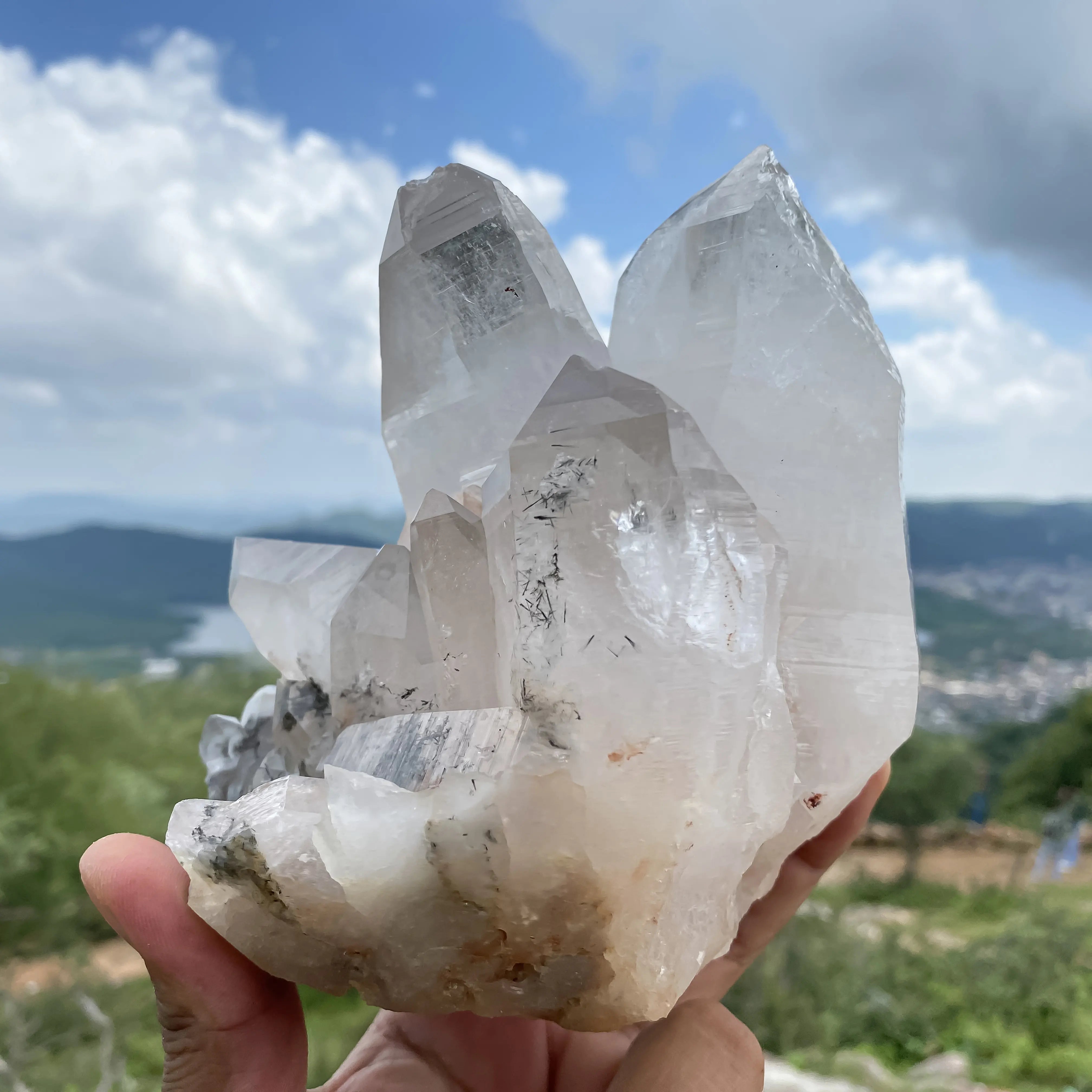 Mountain Mystique: Himalayan White Quartz Embraced by Tourmaline 1665g
