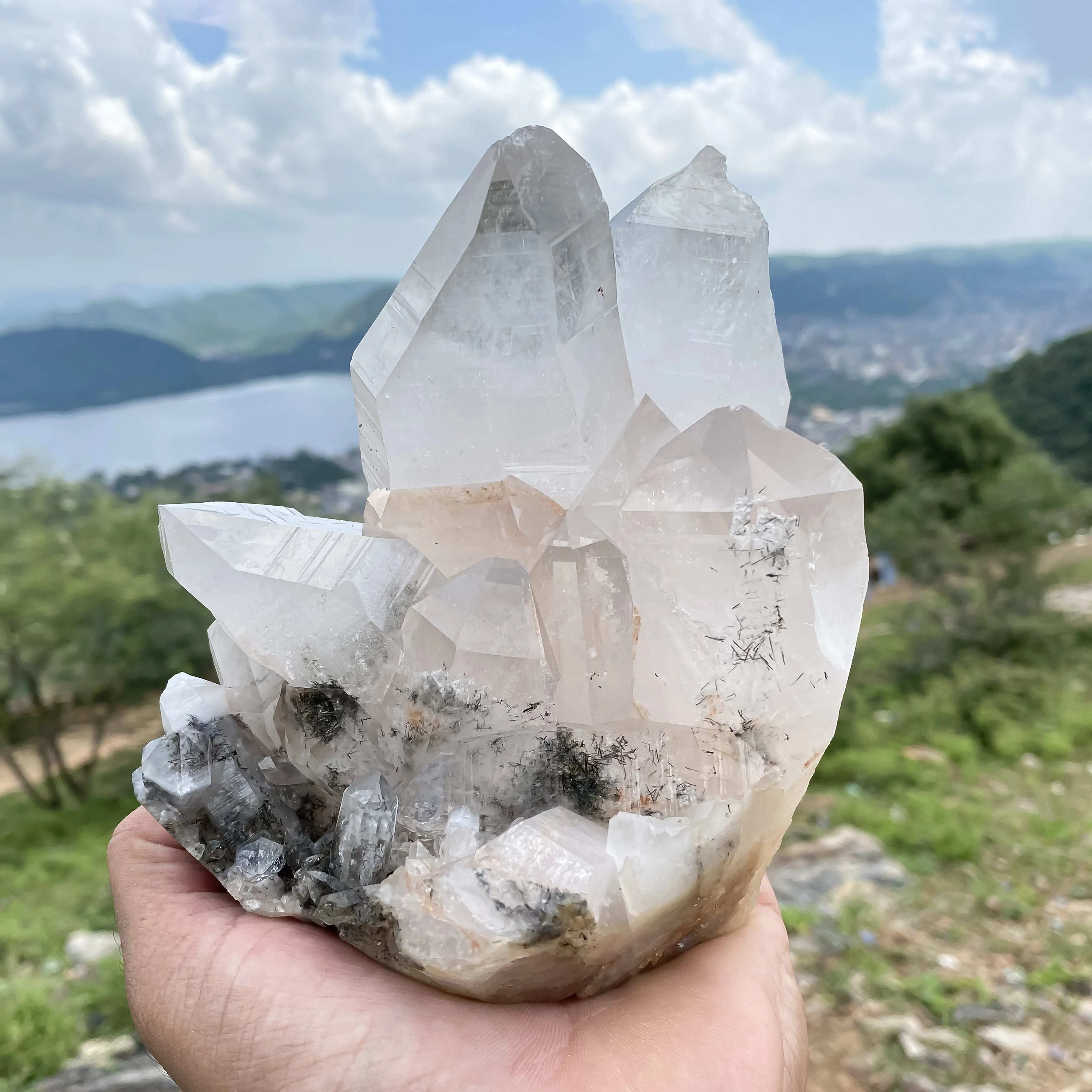 Mountain Mystique: Himalayan White Quartz Embraced by Tourmaline 1665g
