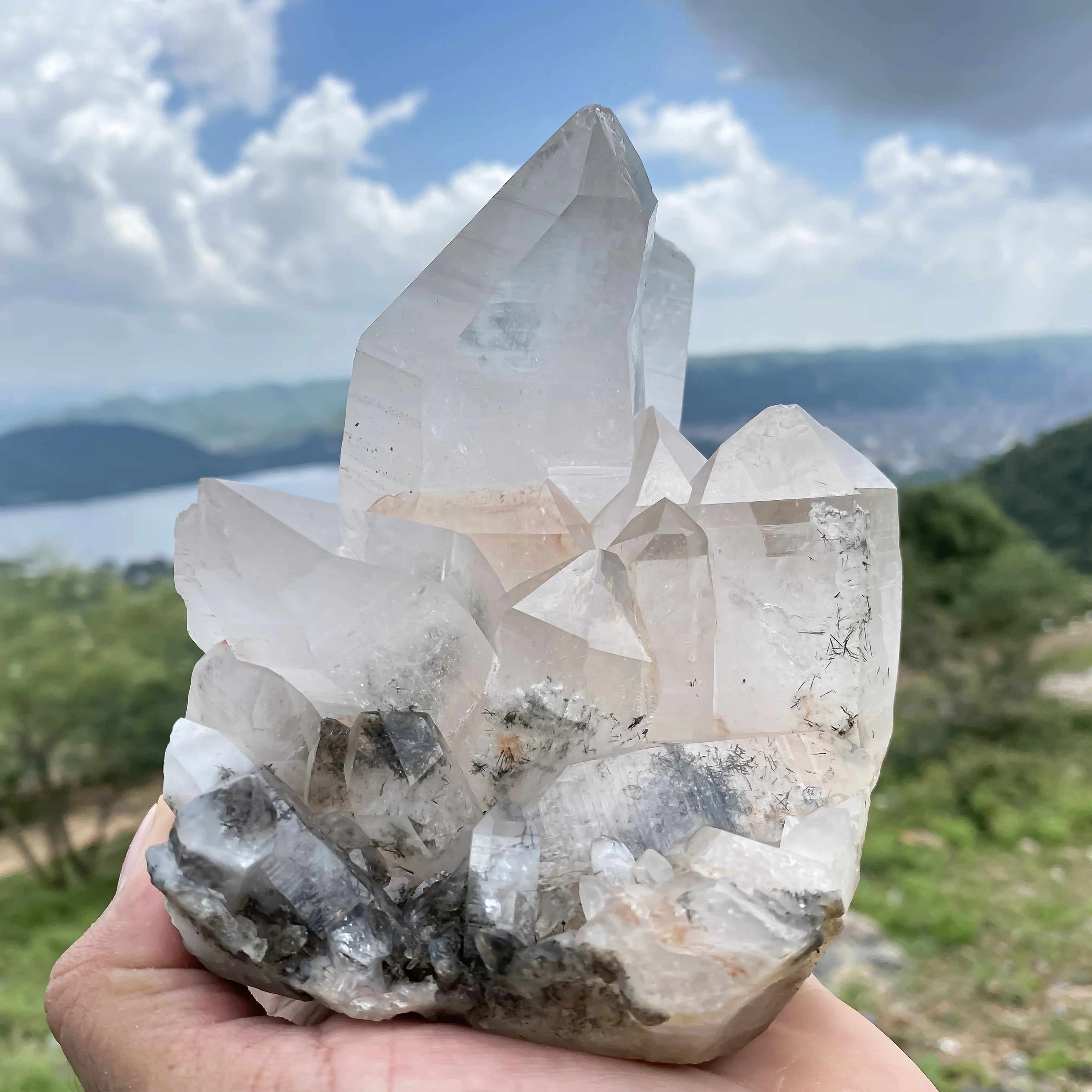 Mountain Mystique: Himalayan White Quartz Embraced by Tourmaline 1665g