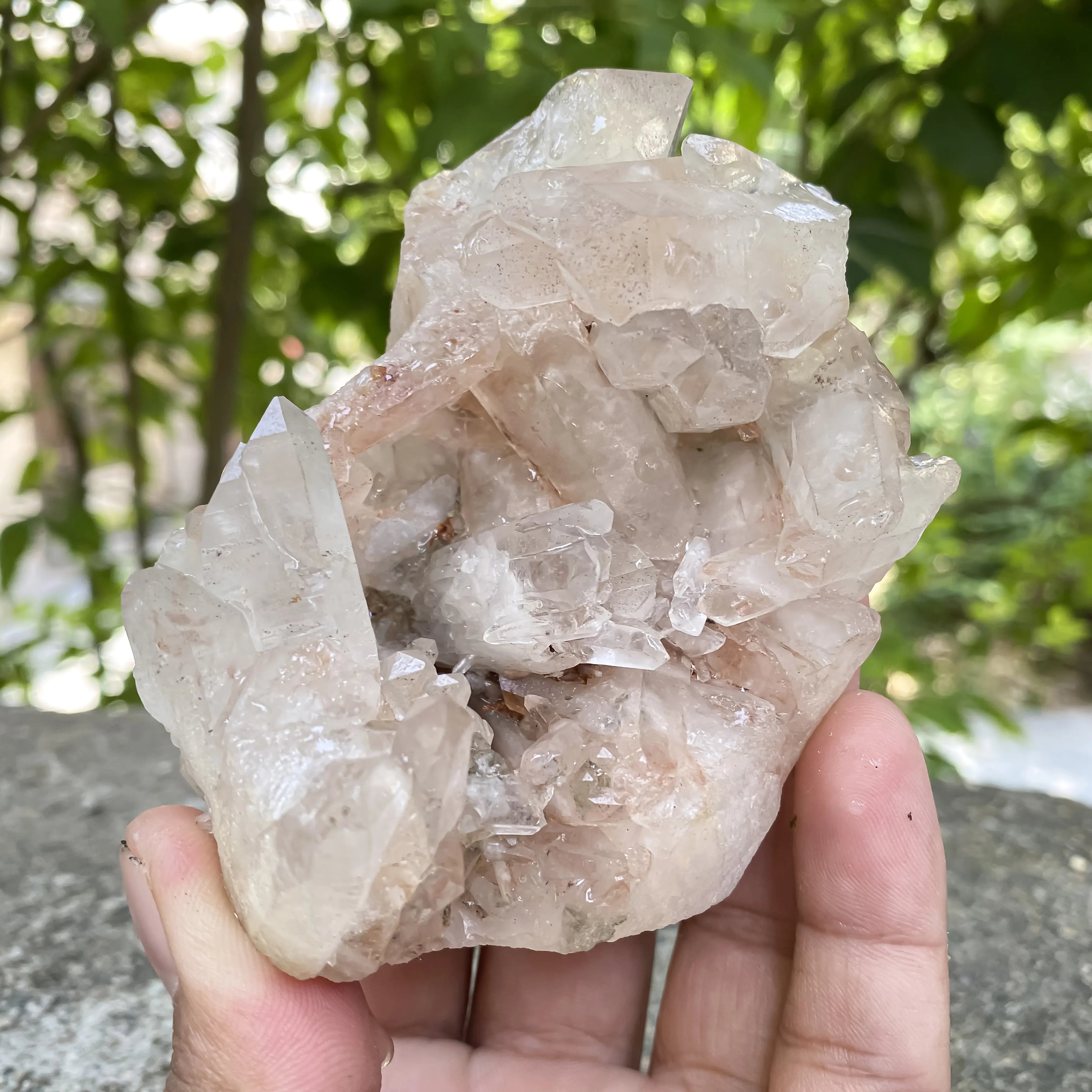 Natural Himalayan Pink Quartz Cluster 370g Healing Crystal