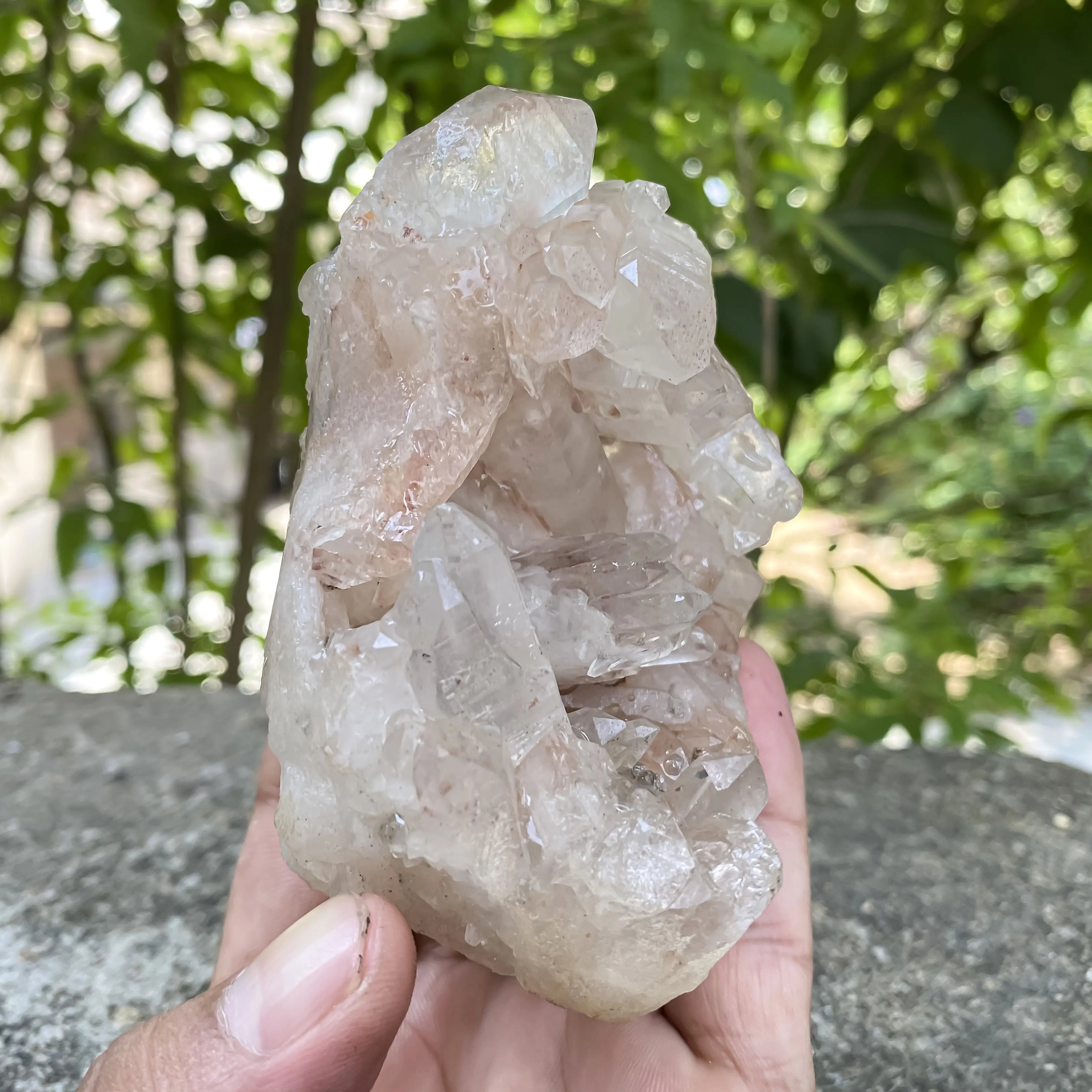 Natural Himalayan Pink Quartz Cluster 370g Healing Crystal