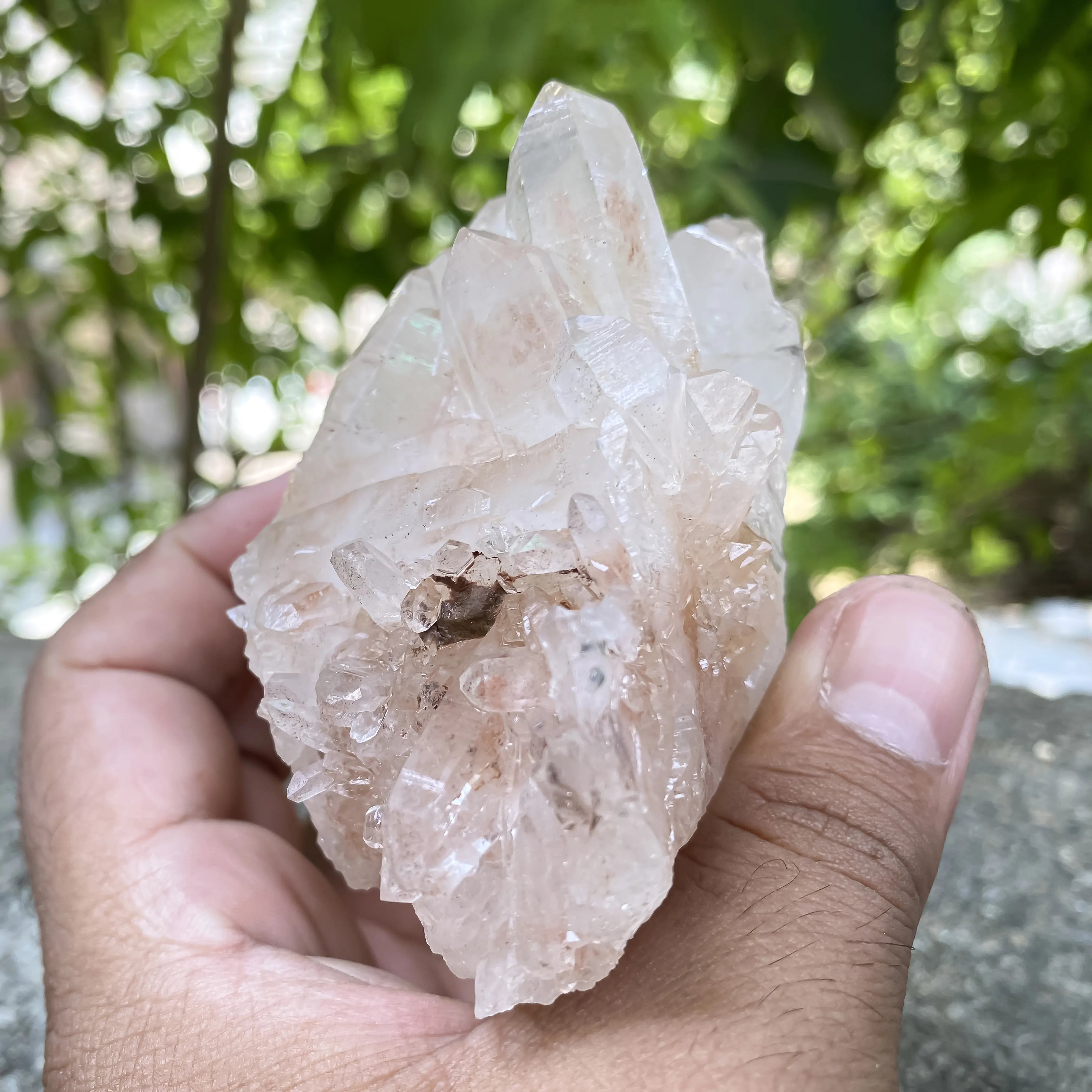 Natural Himalayan Pink Quartz Cluster 360g Healing Crystal