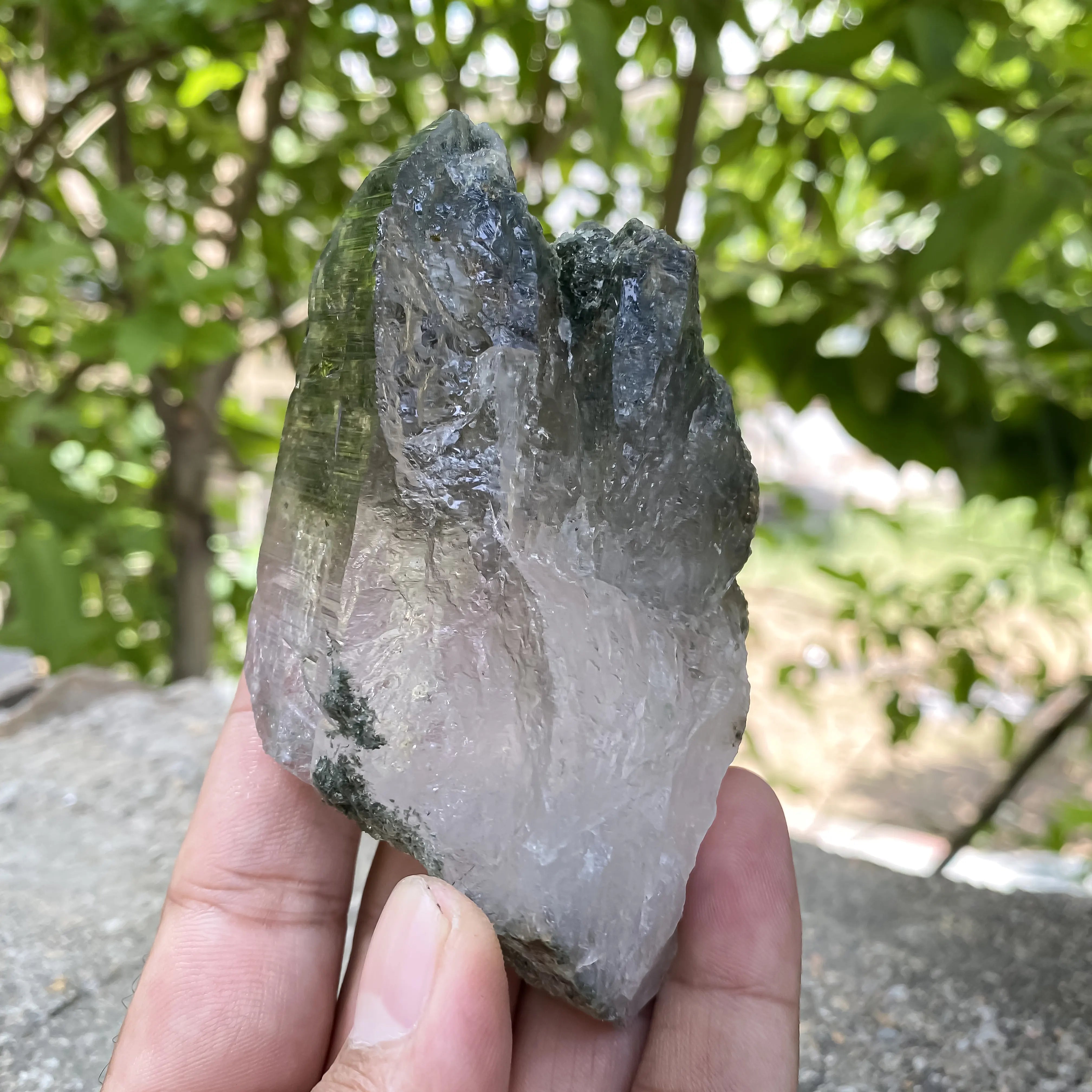 Natural Himalayan Green Chlorite Quartz Cluster 220g