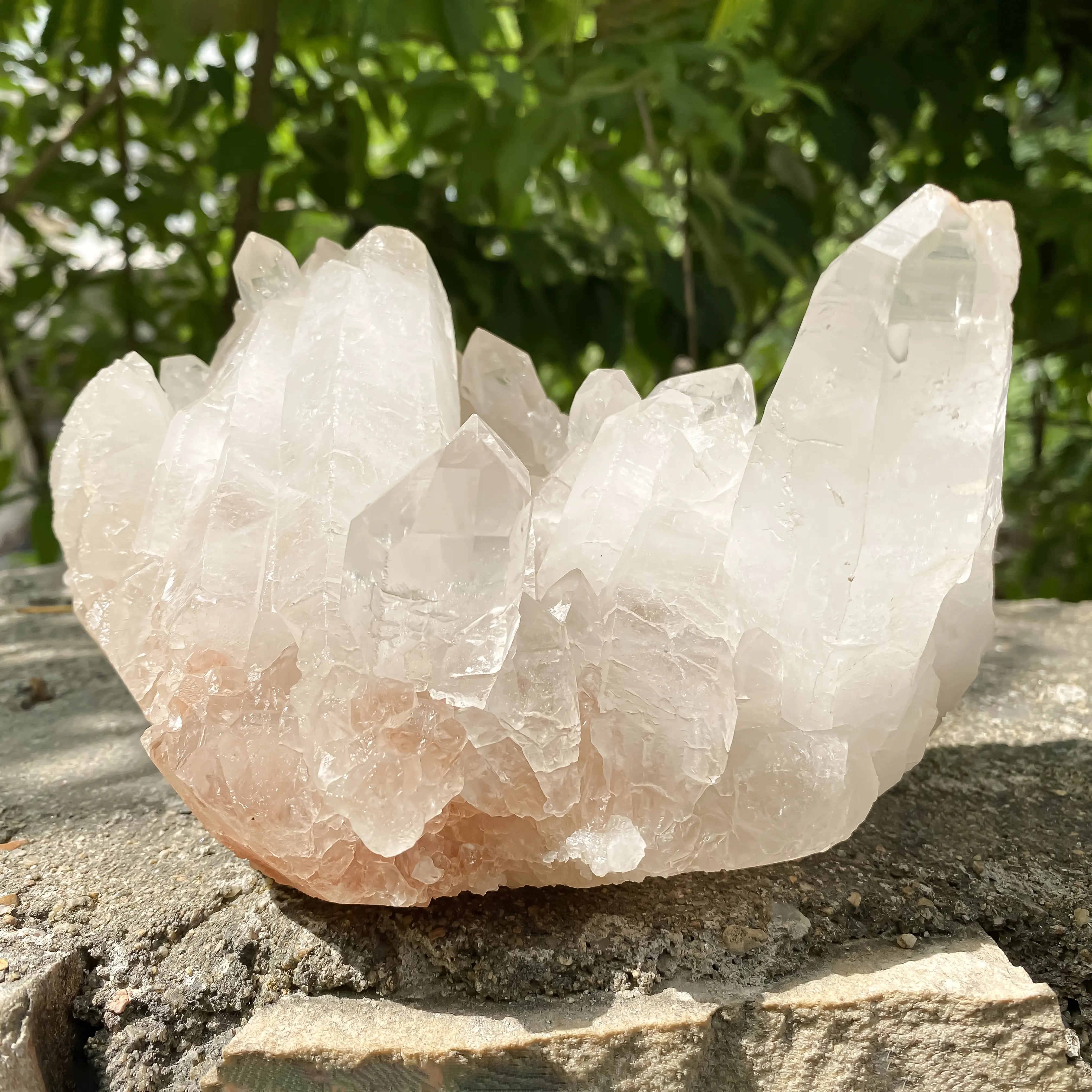 Himalayan White and Pink Quartz Cluster 1900g Skull Shape Healing Crystal