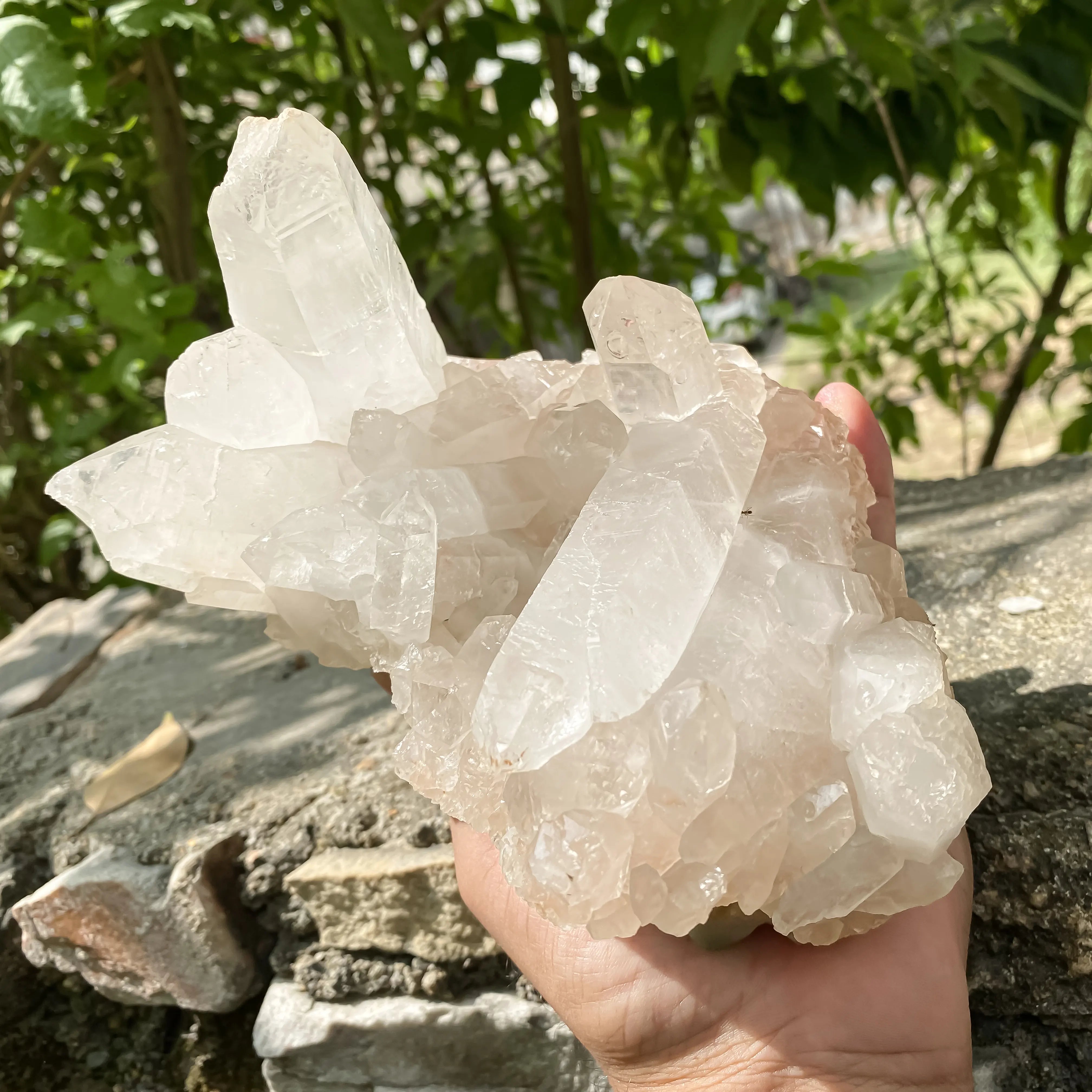 Himalayan White and Pink Quartz Cluster 1900g Skull Shape Healing Crystal