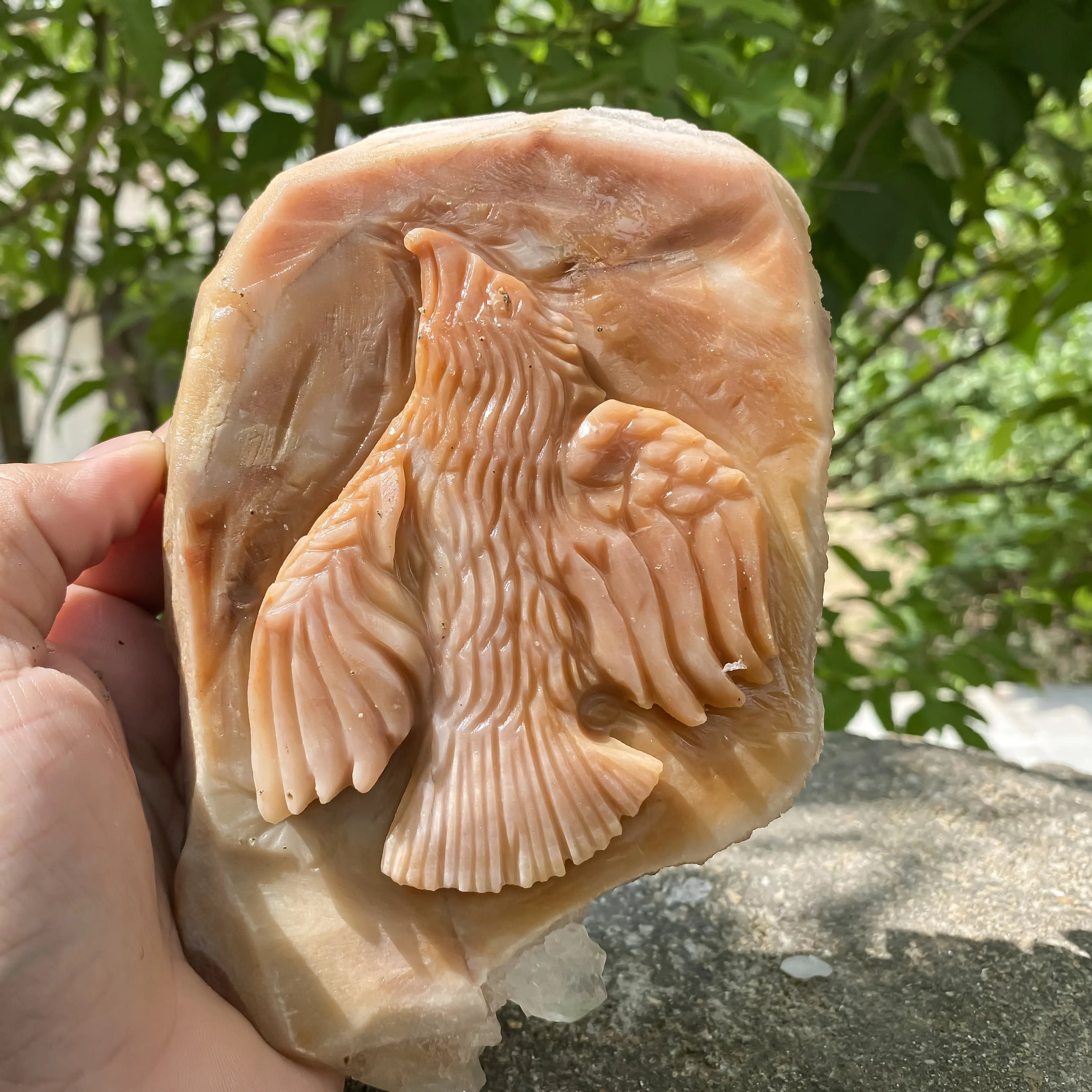 Natural Himalayan Pink Quartz Cluster 860g Eagle Shape Healing Crystal