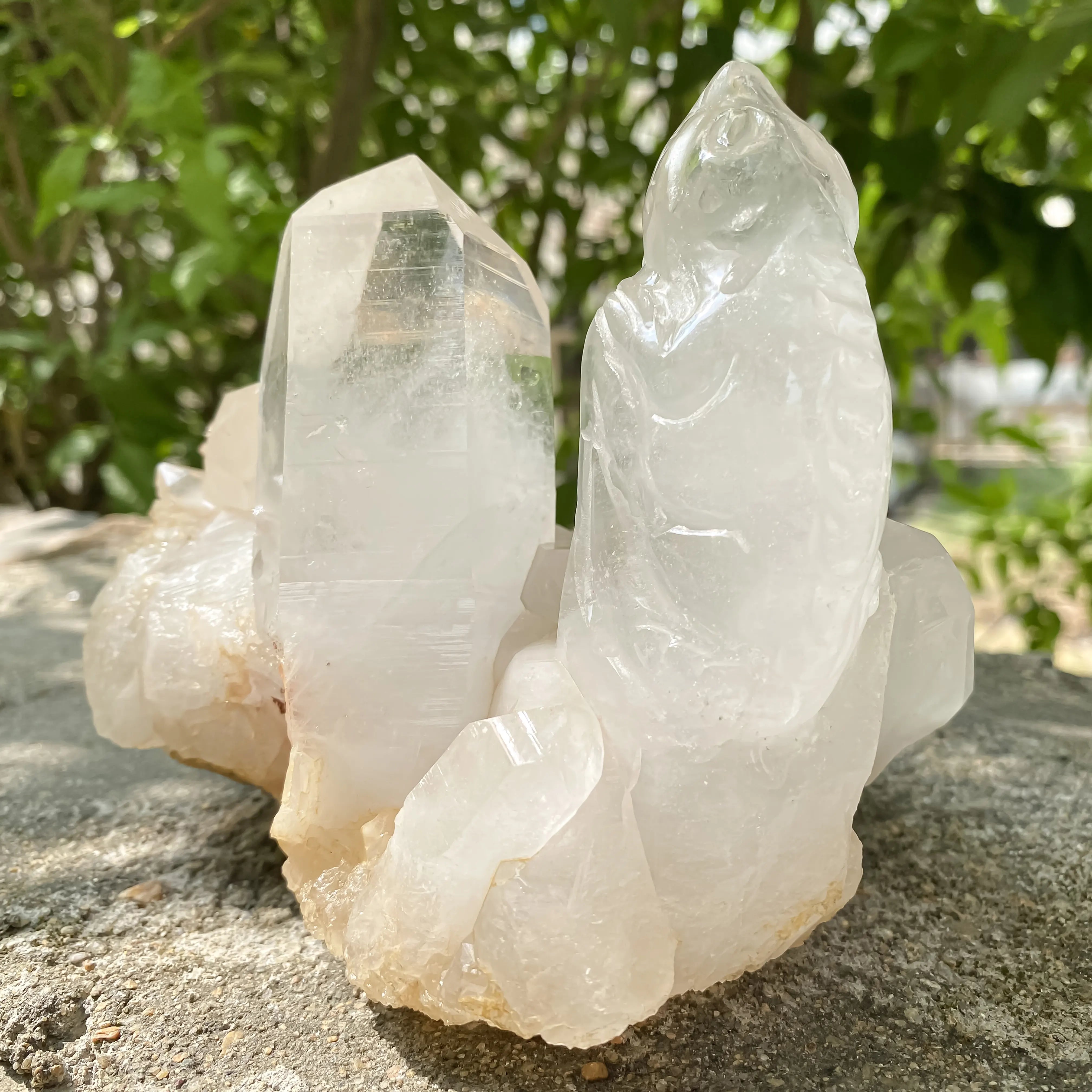 Natural Himalayan White Quartz Cluster 1350g Crocodile Shape Master Healer