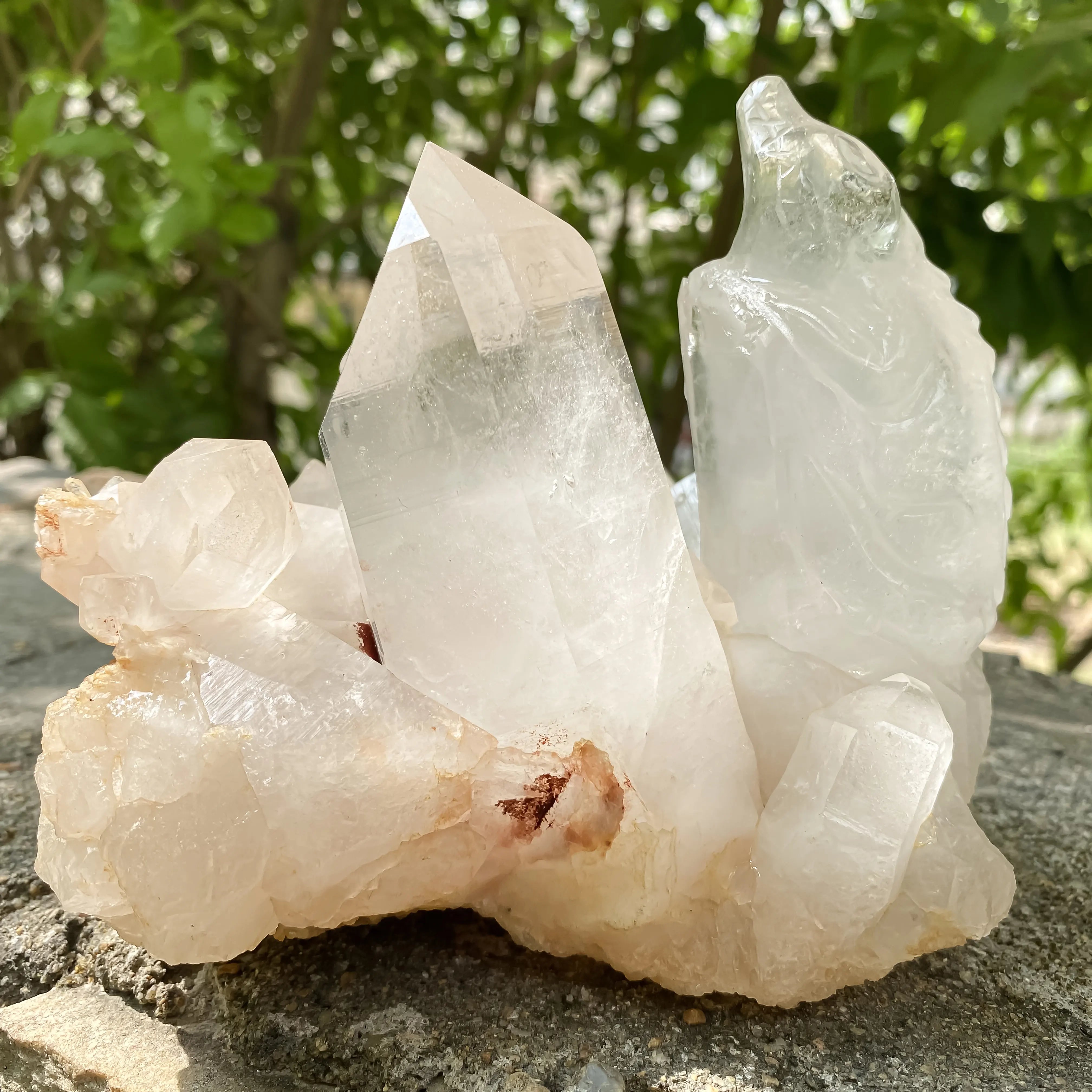 Natural Himalayan White Quartz Cluster 1350g Crocodile Shape Master Healer