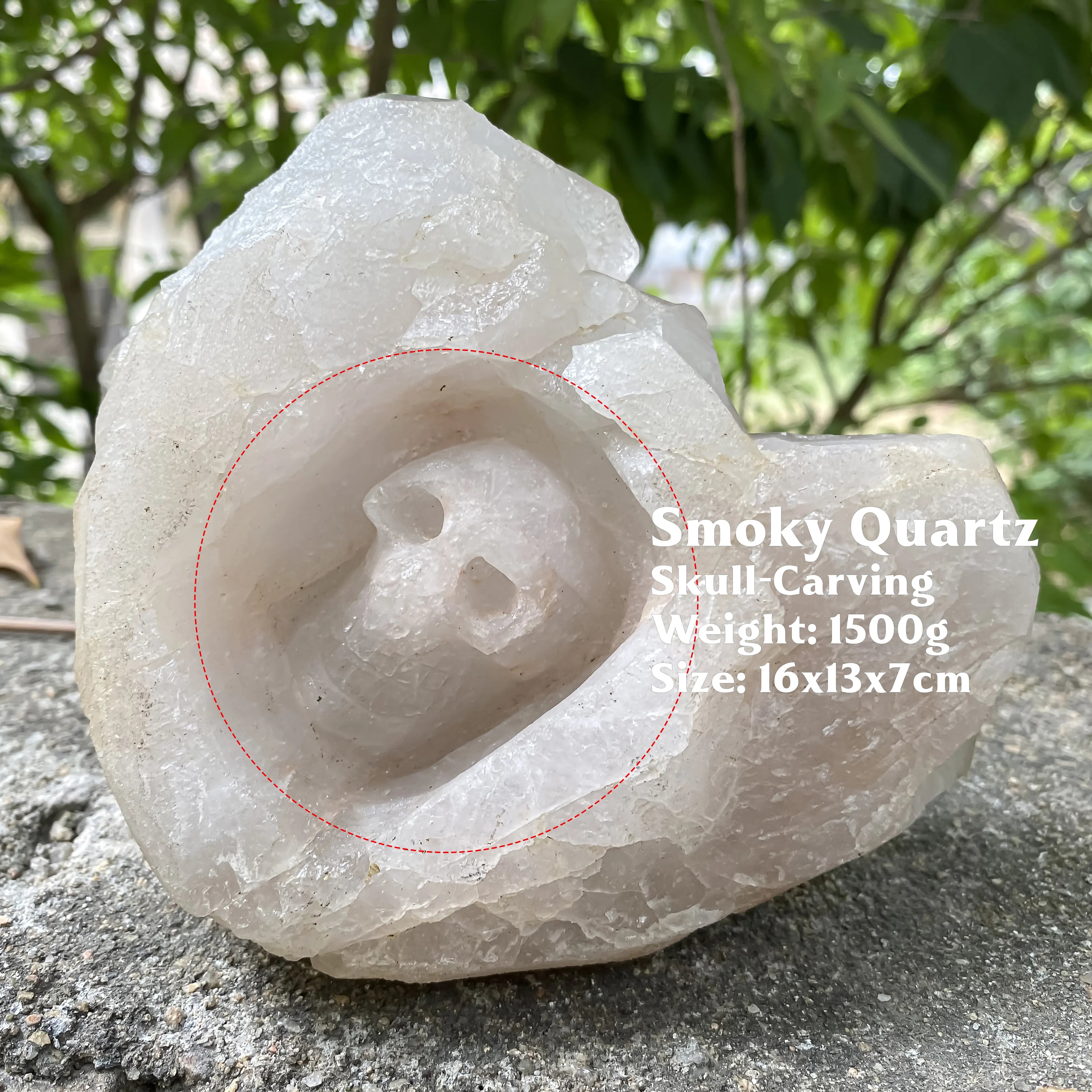 Natural Himalayan Smoky Quartz Skull Carving 1500g Healing Crystal