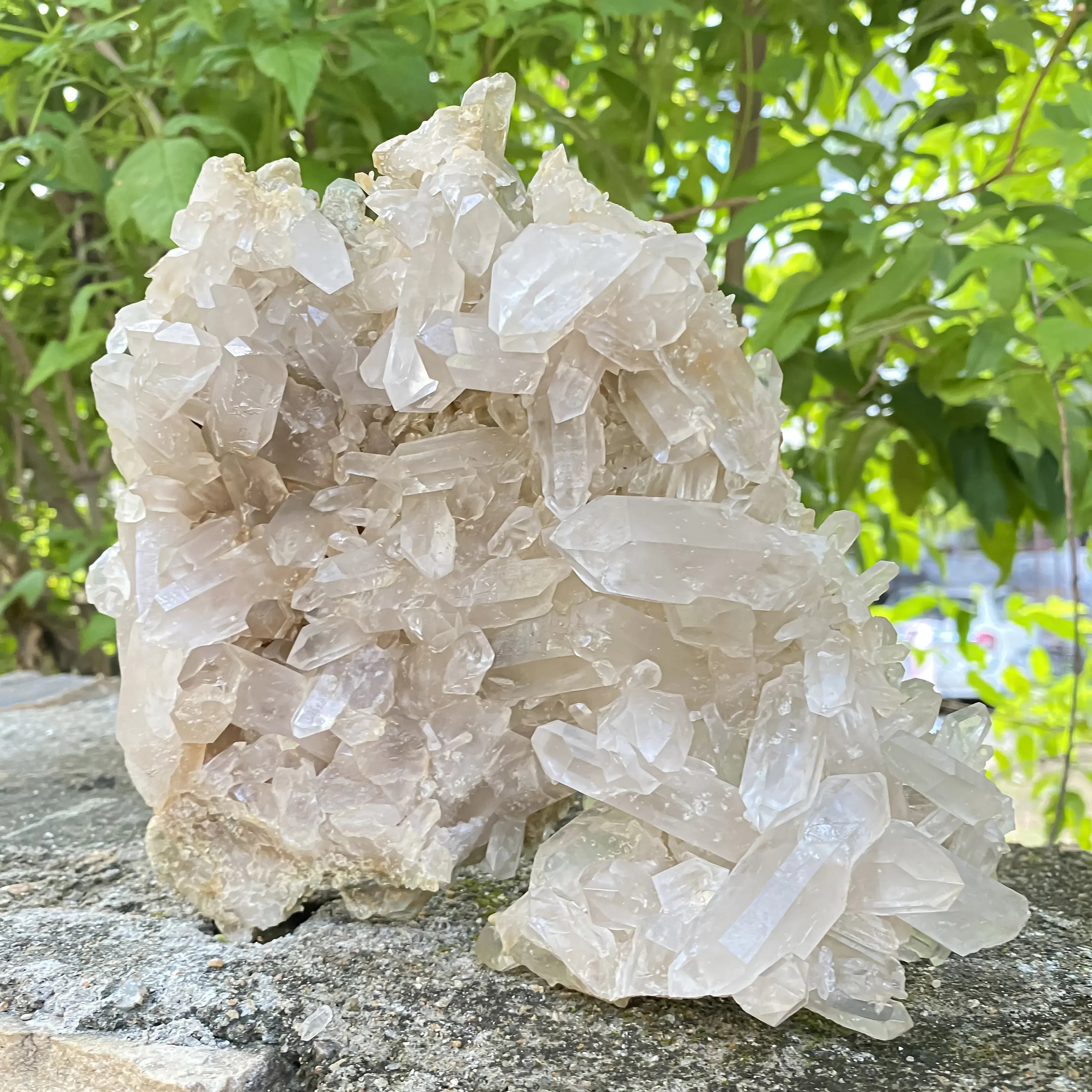 White Phantom Quartz Cluster 1300g Himalayan Quartz