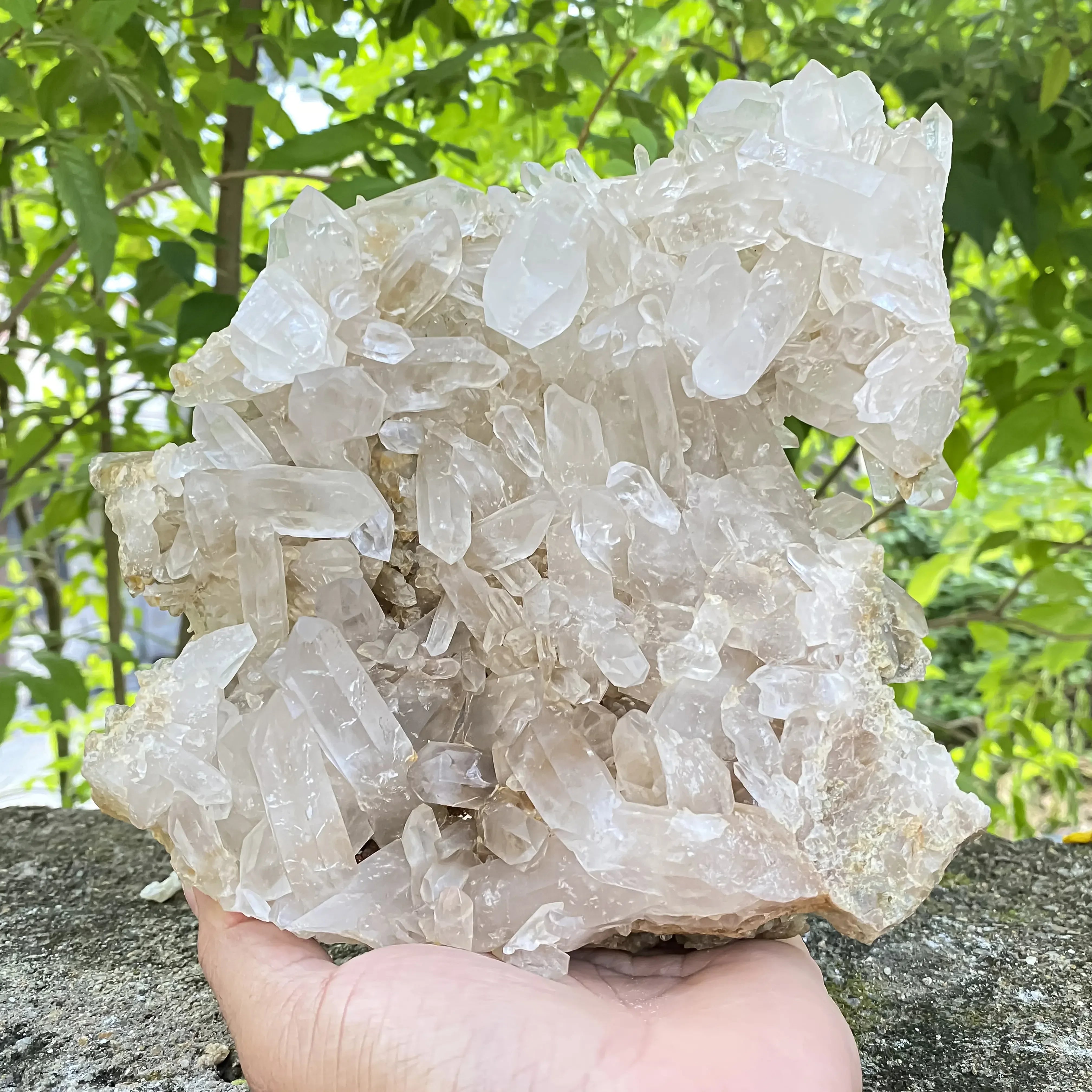 White Phantom Quartz Cluster 1300g Himalayan Quartz