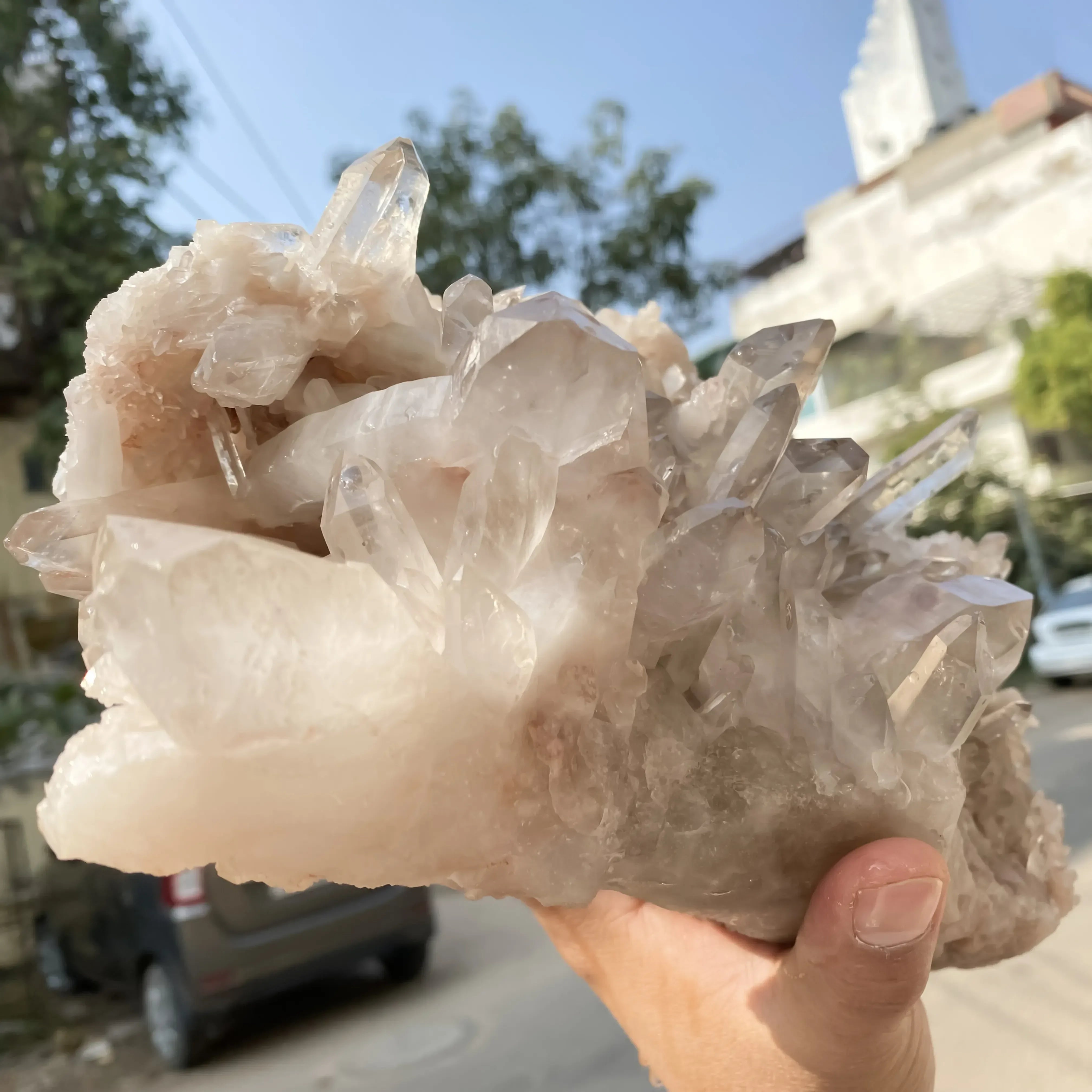 Natural Pink Quartz Cluster 3870g Himalayan Quartz