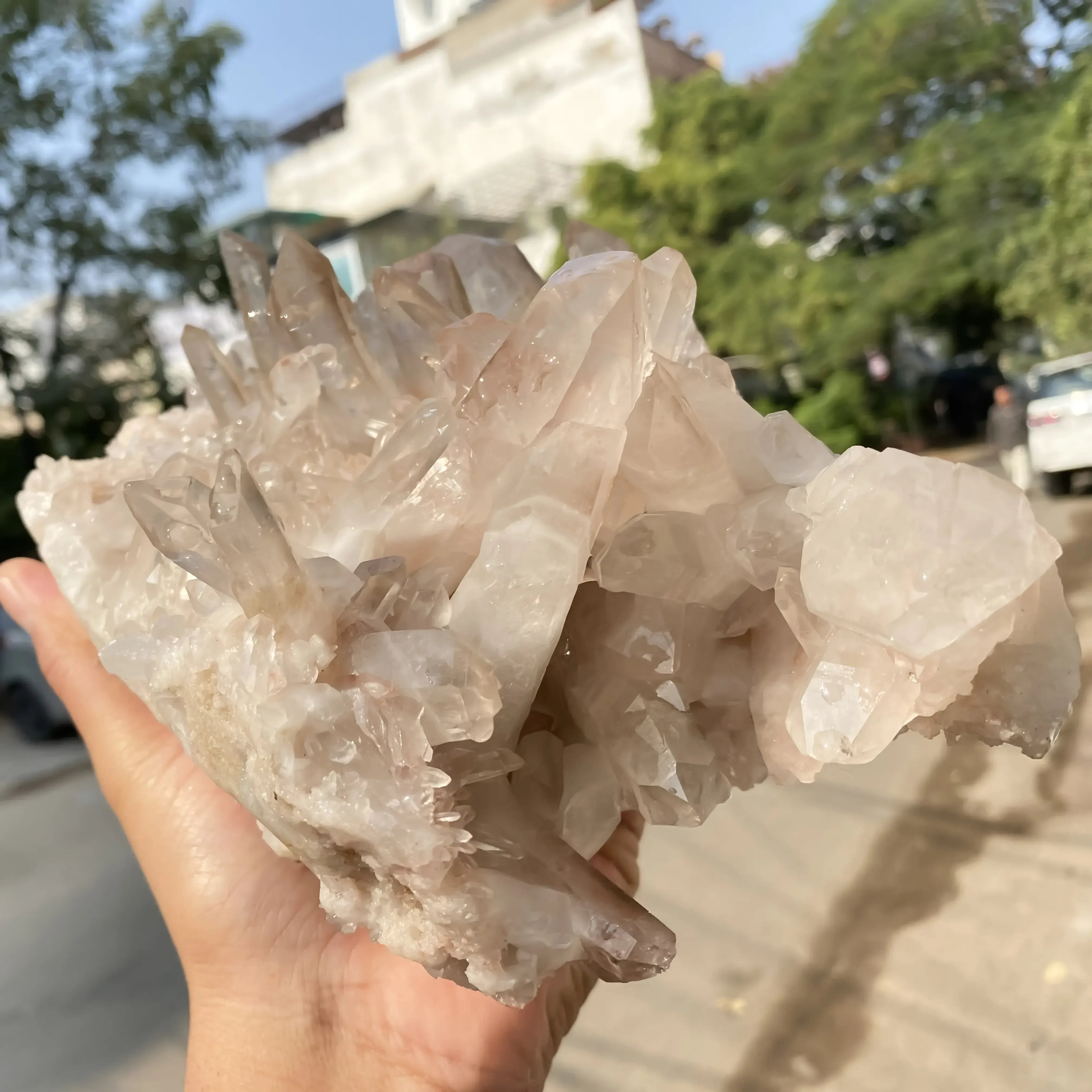 Natural Pink Quartz Cluster 3870g Himalayan Quartz