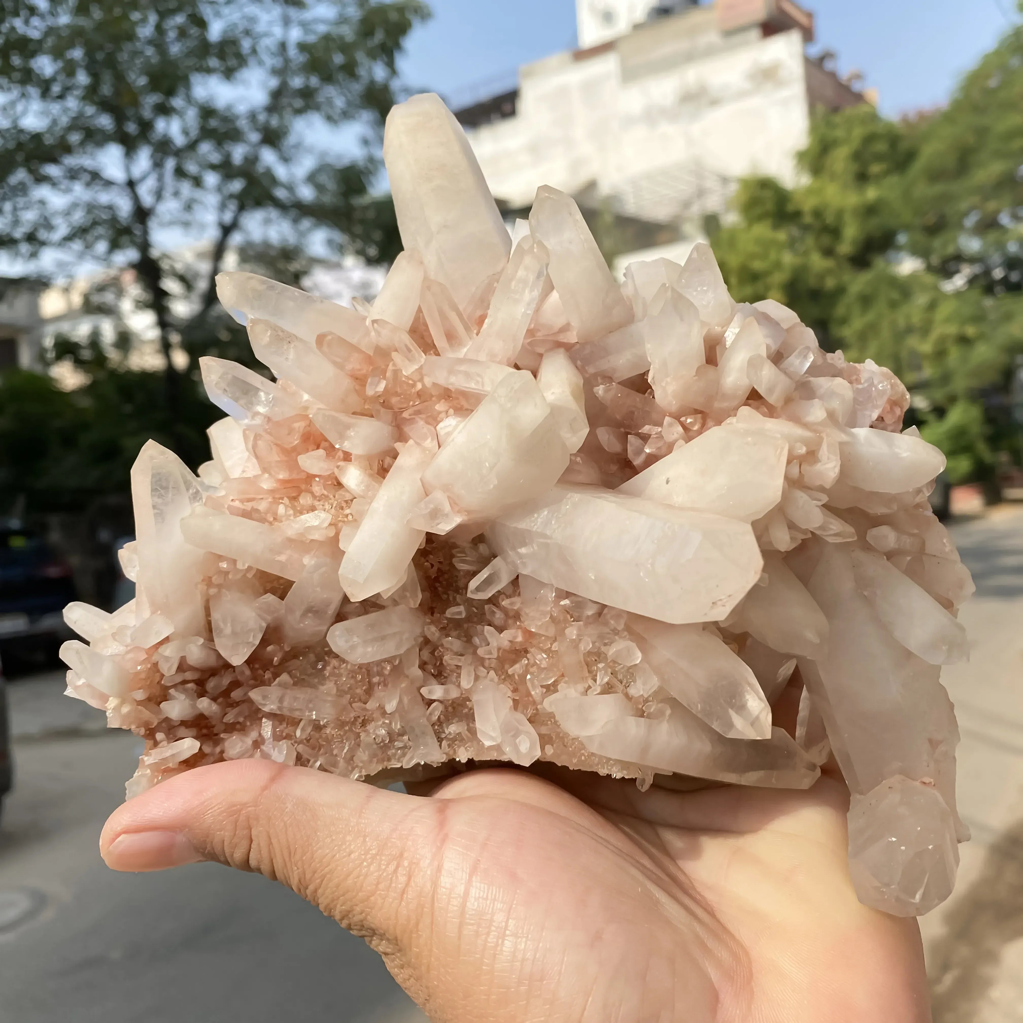 Natural Pink Quartz Cluster 1480g Himalayan Quartz