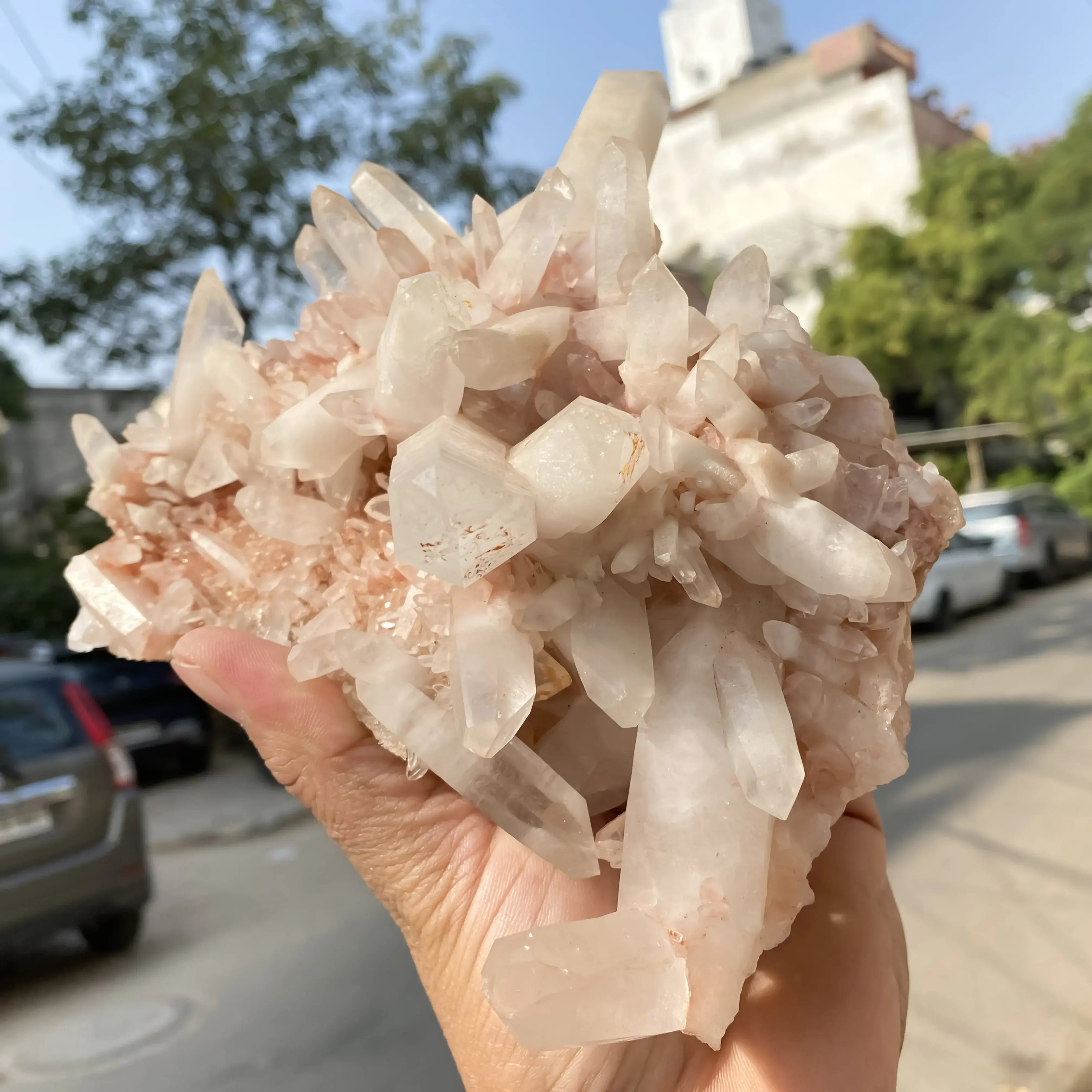 Natural Pink Quartz Cluster 1480g Himalayan Quartz