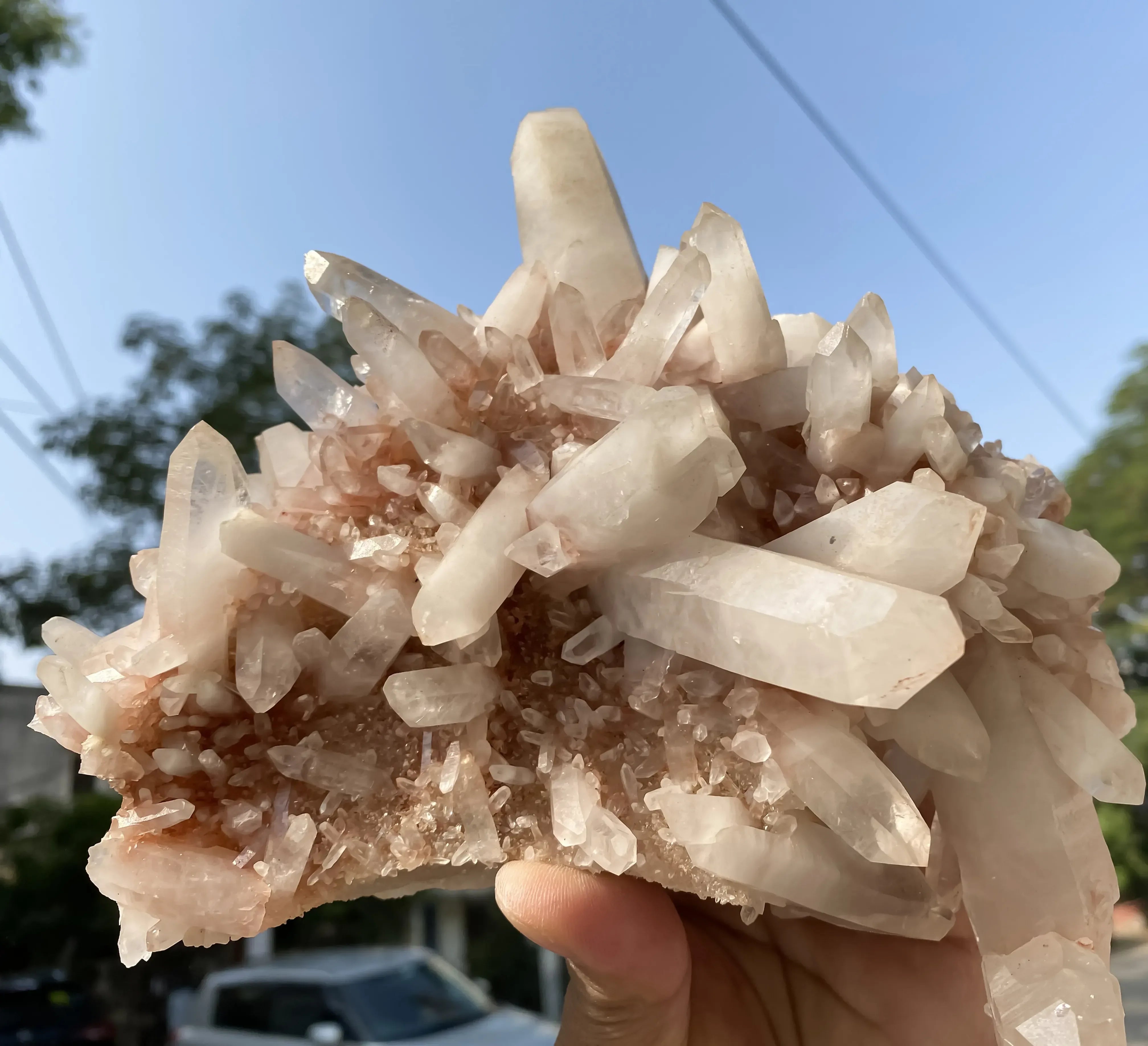 Natural Pink Quartz Cluster 1480g Himalayan Quartz