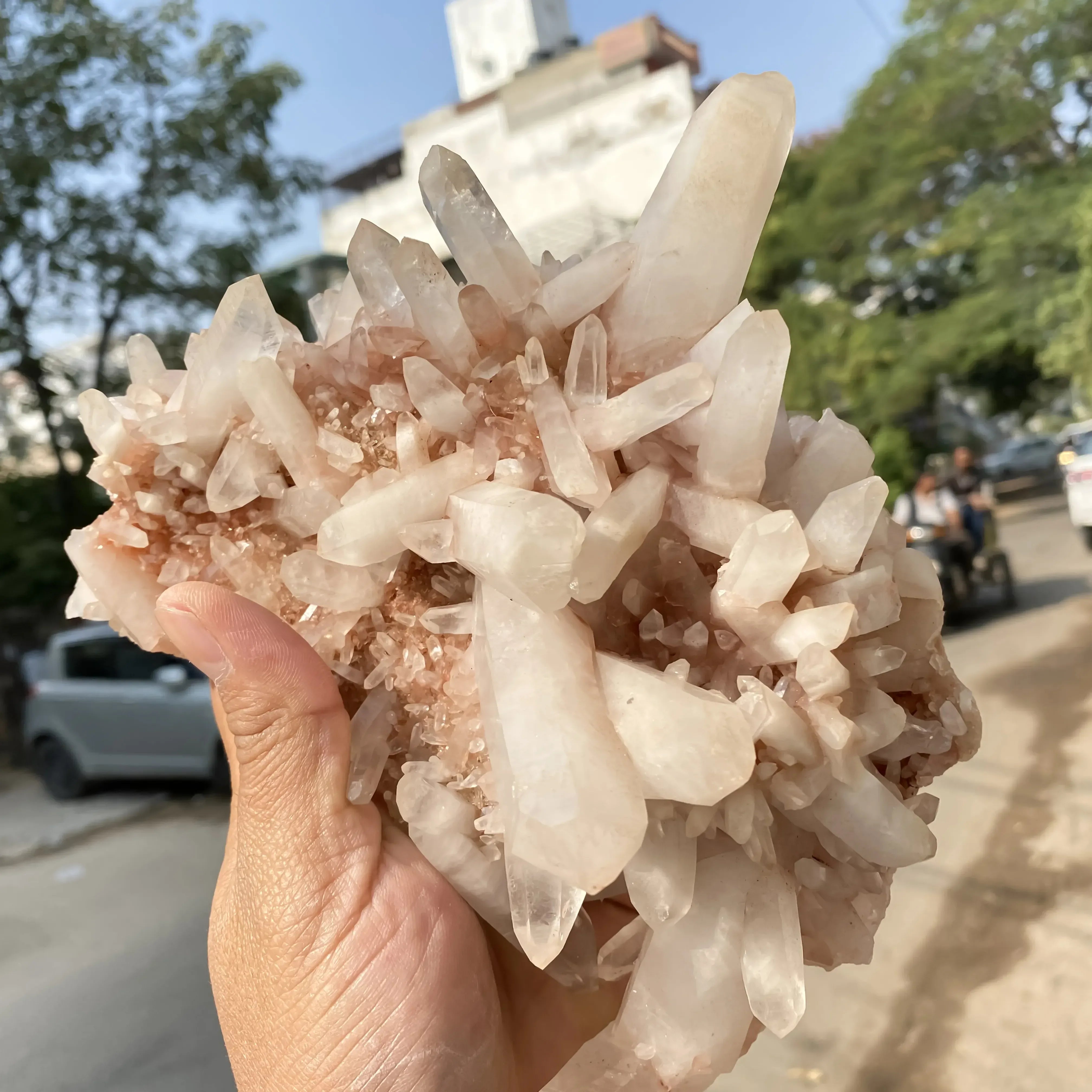 Natural Pink Quartz Cluster 1480g Himalayan Quartz