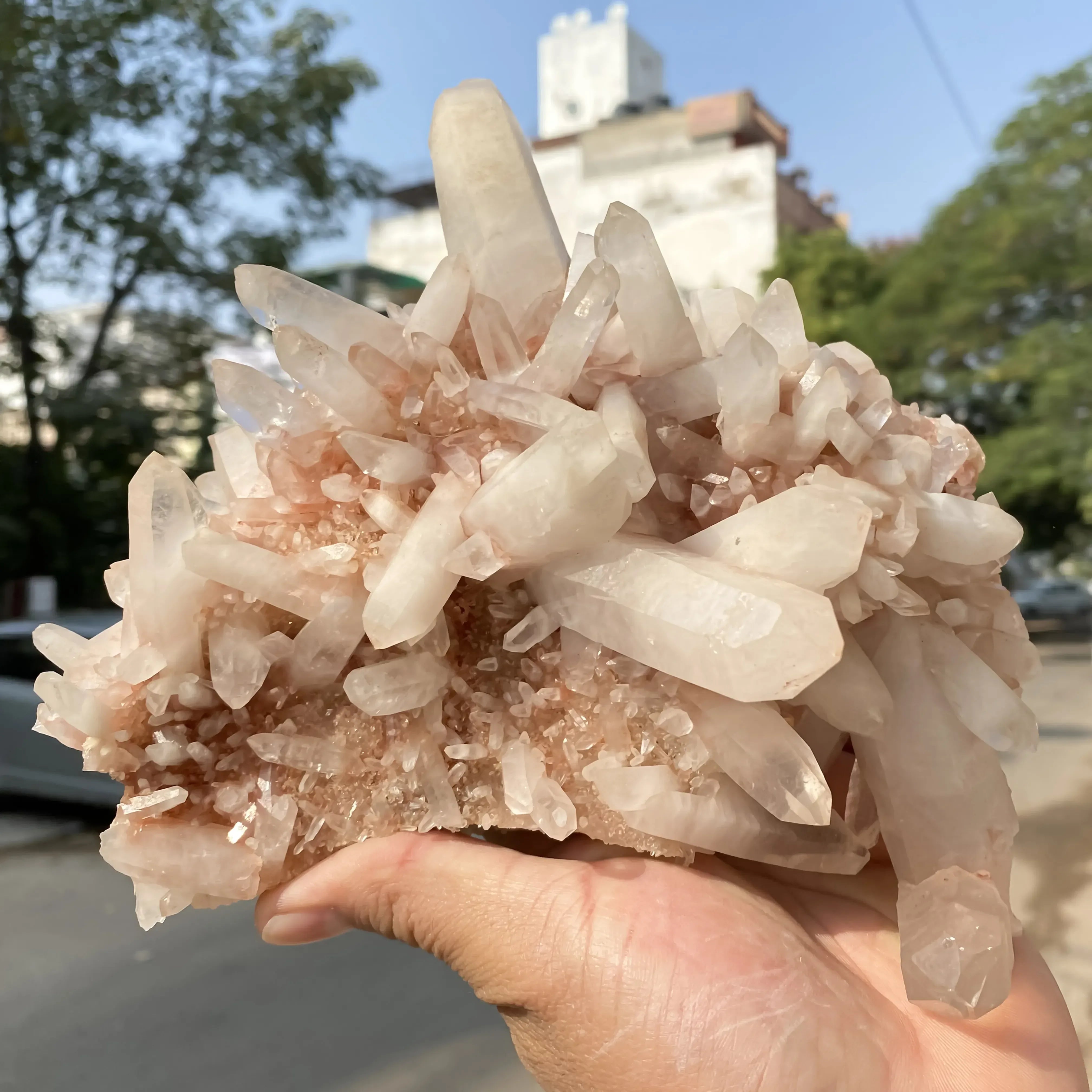 Natural Pink Quartz Cluster 1480g Himalayan Quartz