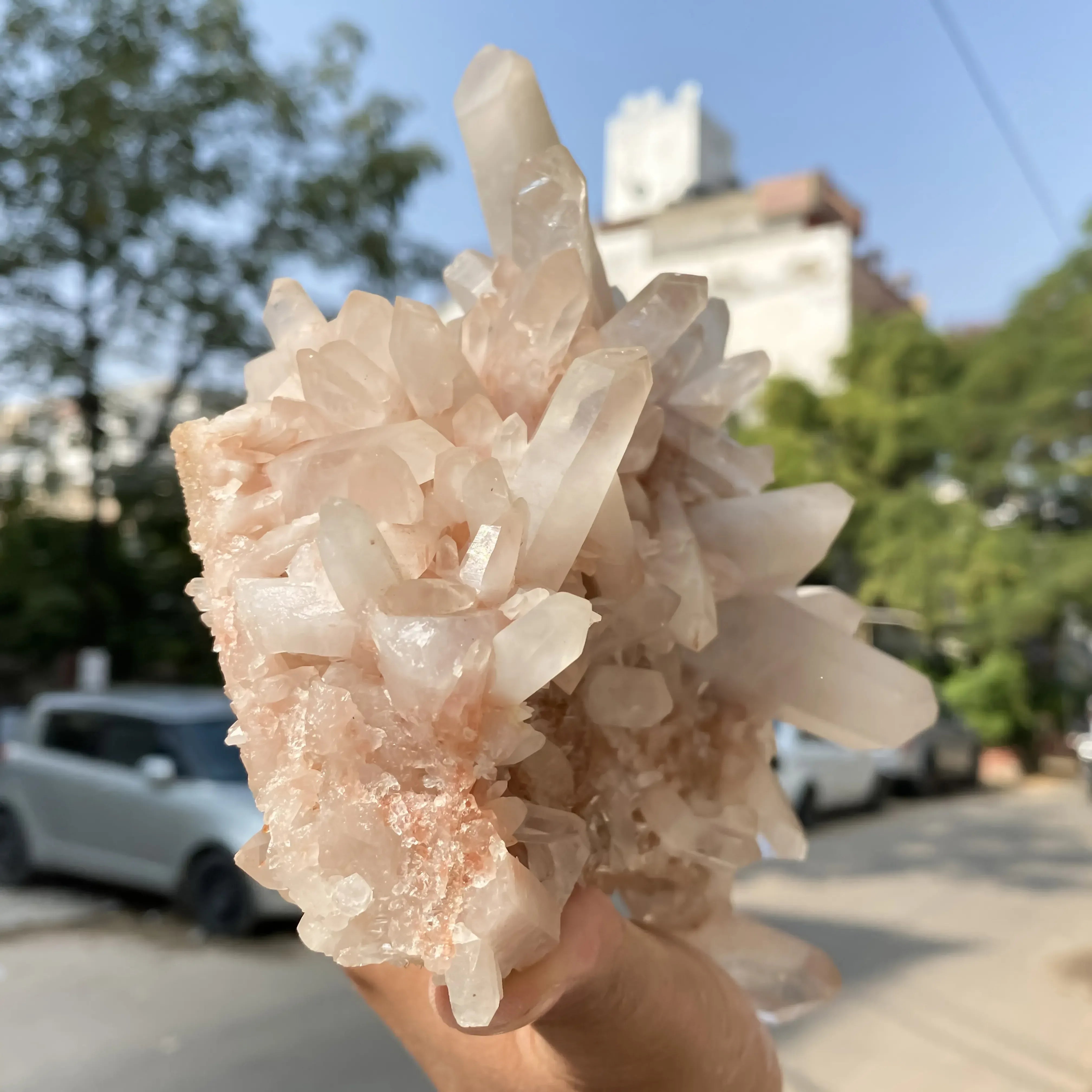 Natural Pink Quartz Cluster 1480g Himalayan Quartz