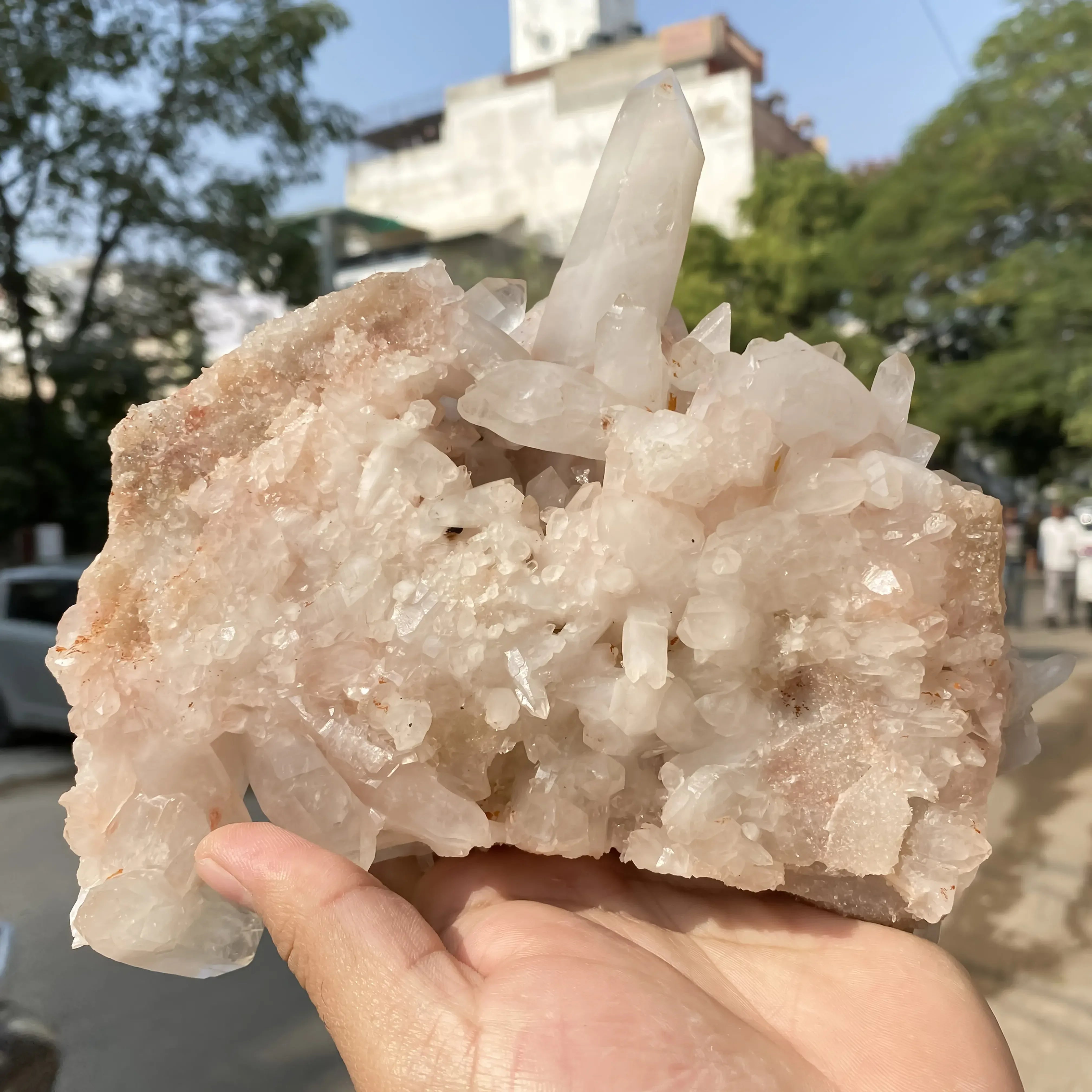Natural Pink Quartz Cluster 1480g Himalayan Quartz