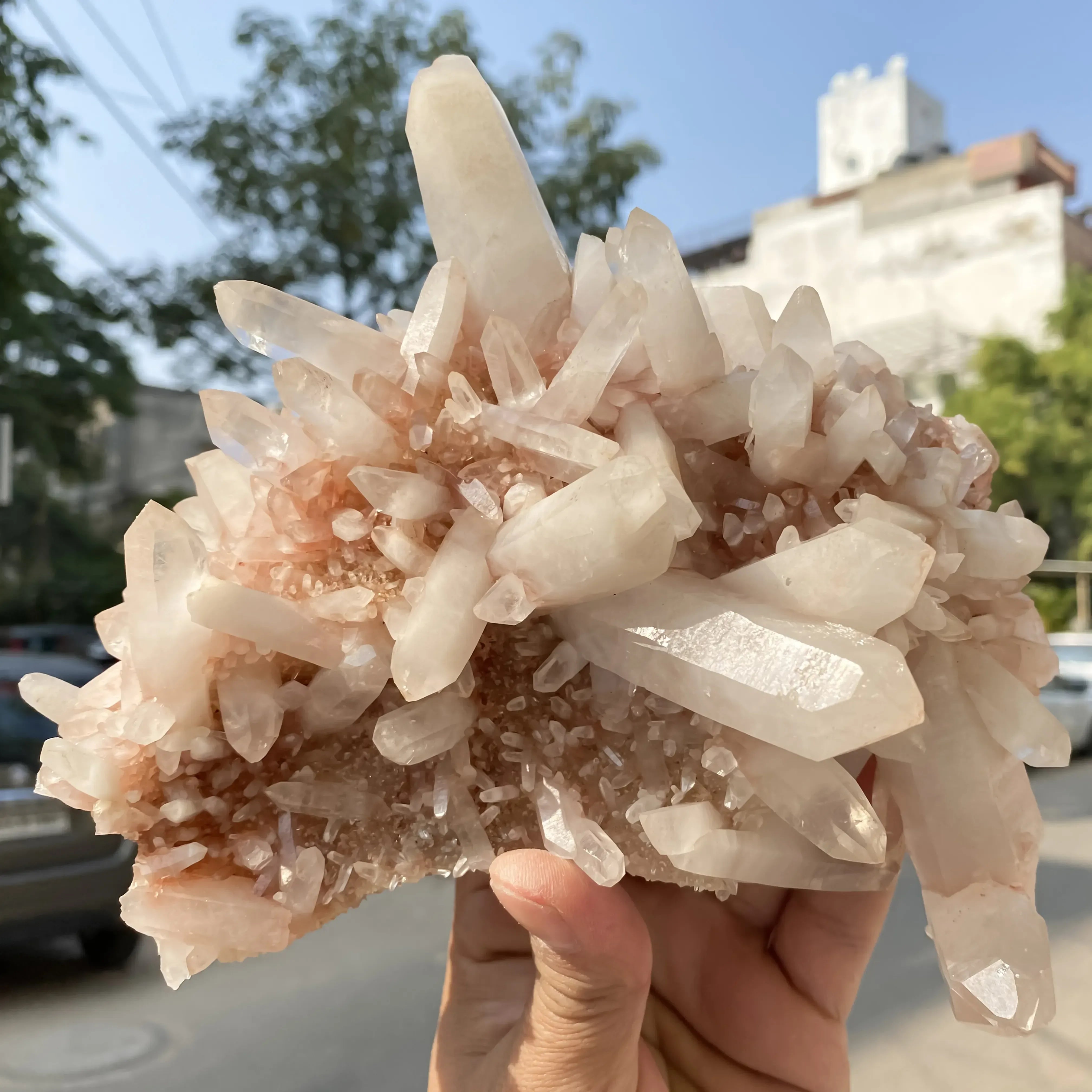 Natural Pink Quartz Cluster 1480g Himalayan Quartz
