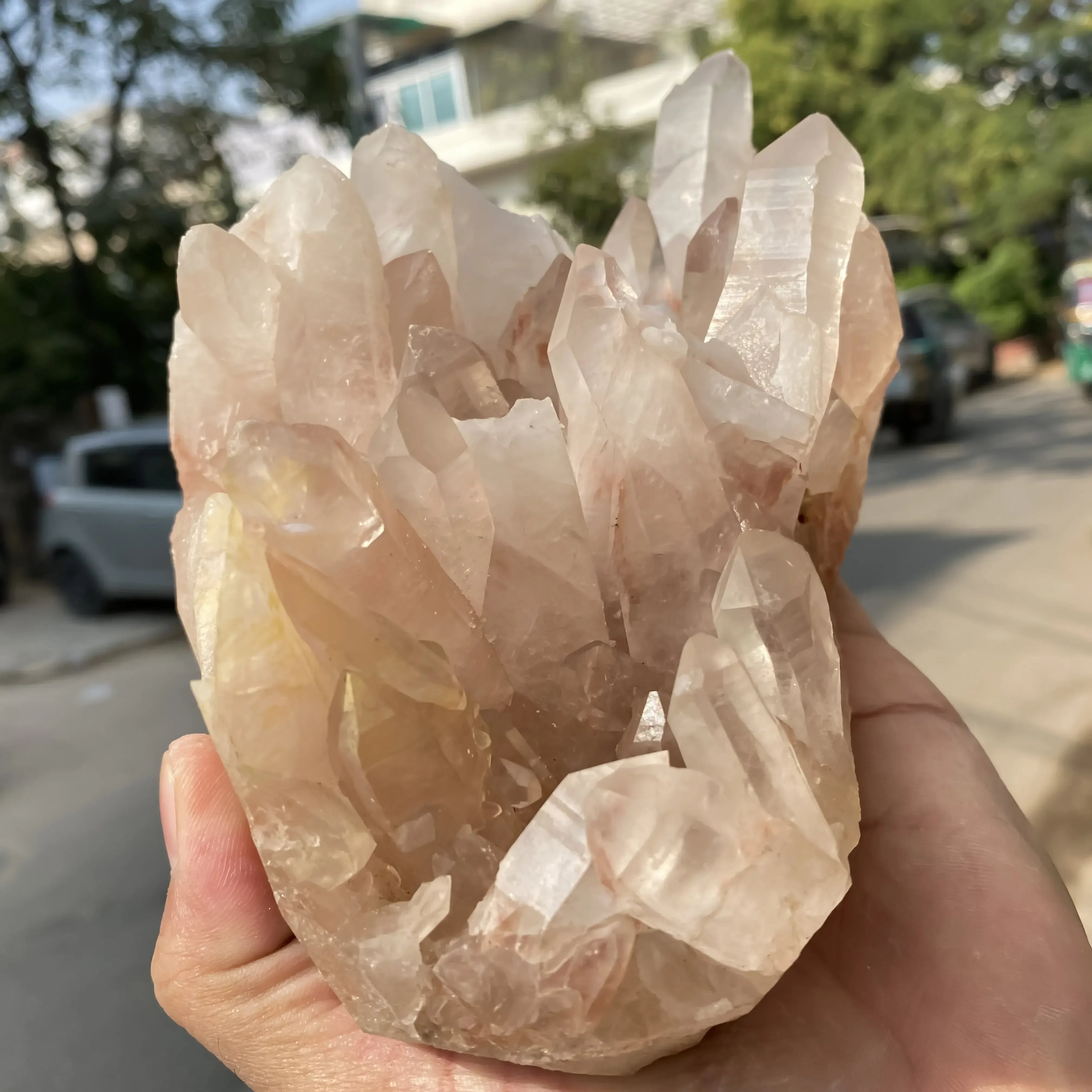 Natural Pink Quartz Cluster Himalayan Quartz